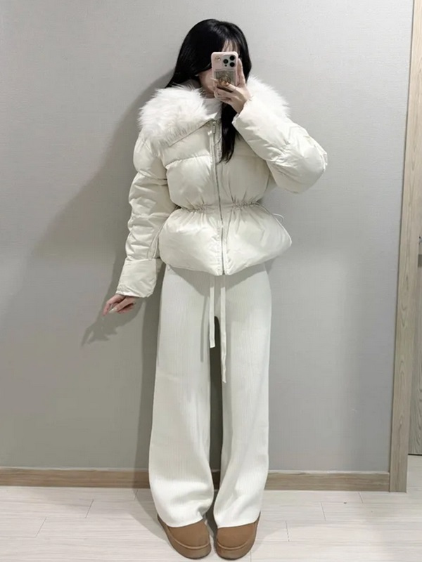 グースダウンジップアップドローストリングポケットショート長袖ダウンジャケット | 詳細画像11