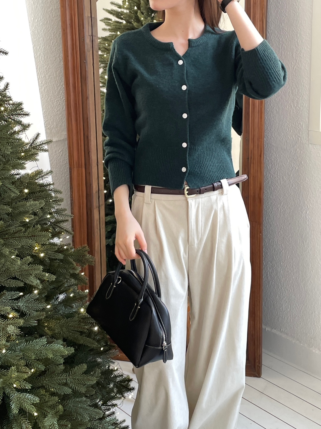 ウール混ボタンヘンリーネック長袖カーディガン | 詳細画像8