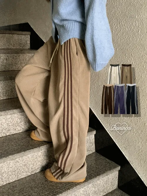 コーデュロイウエストゴムワイドトラックカラーパンツ | banincci | 詳細画像1