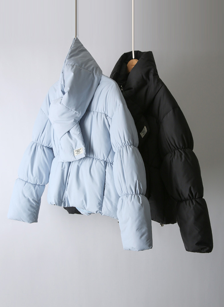 ウェルロンハイネックオーバーサイズドローストリングダウンジャケット