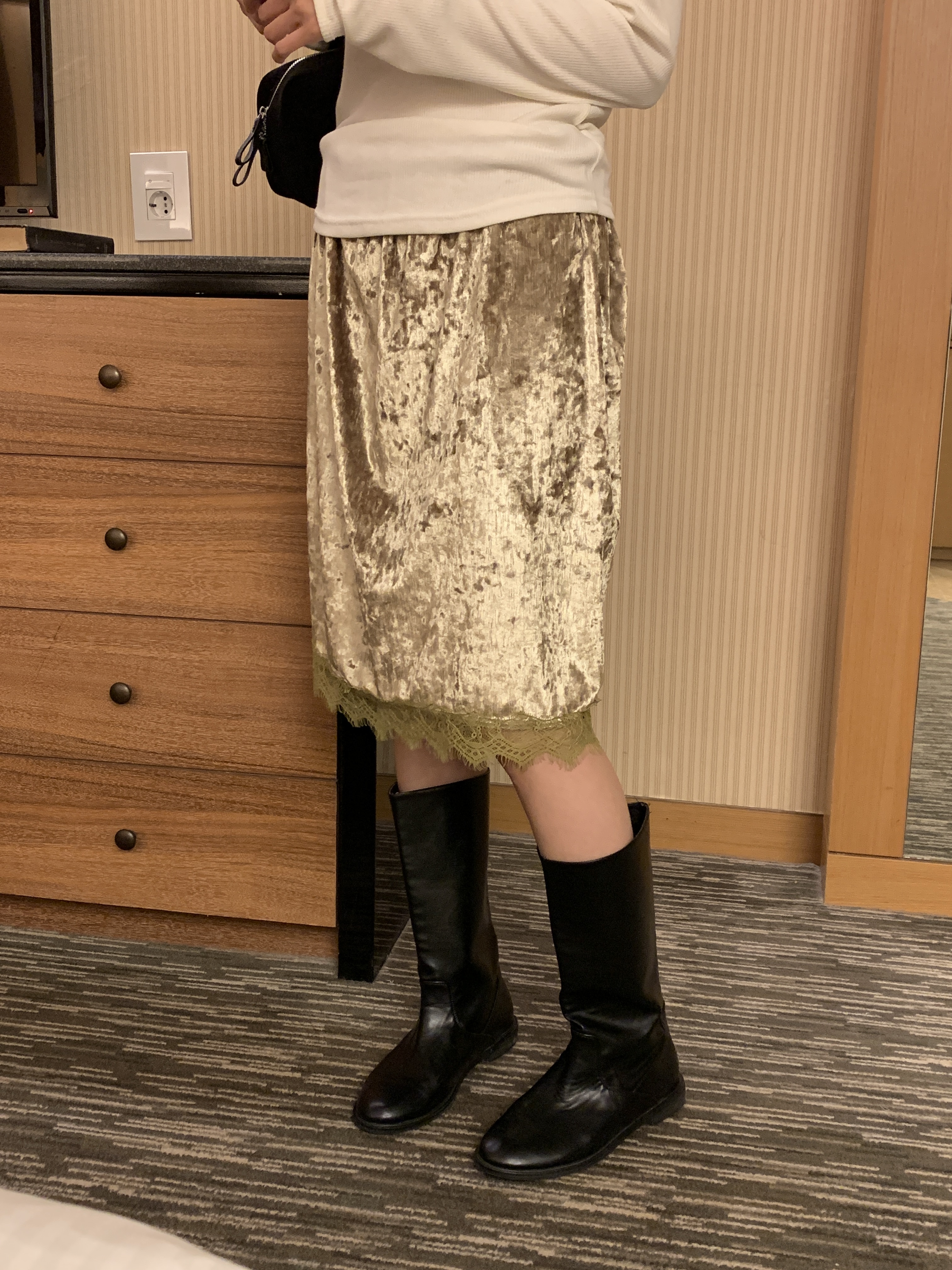 ベロアウエストゴムミディレースカラースカート | 詳細画像7