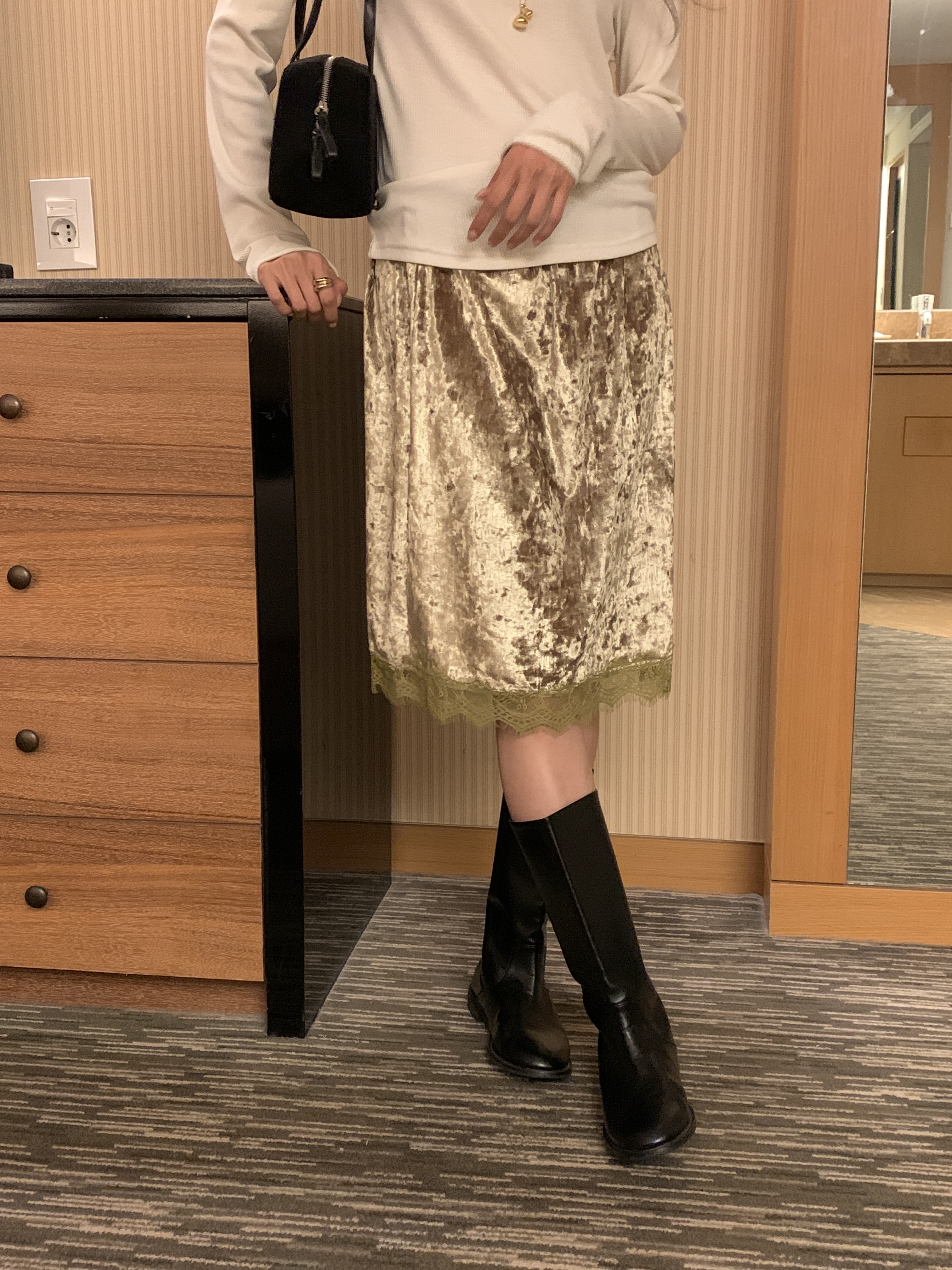 ベロアウエストゴムミディレースカラースカート | 詳細画像8