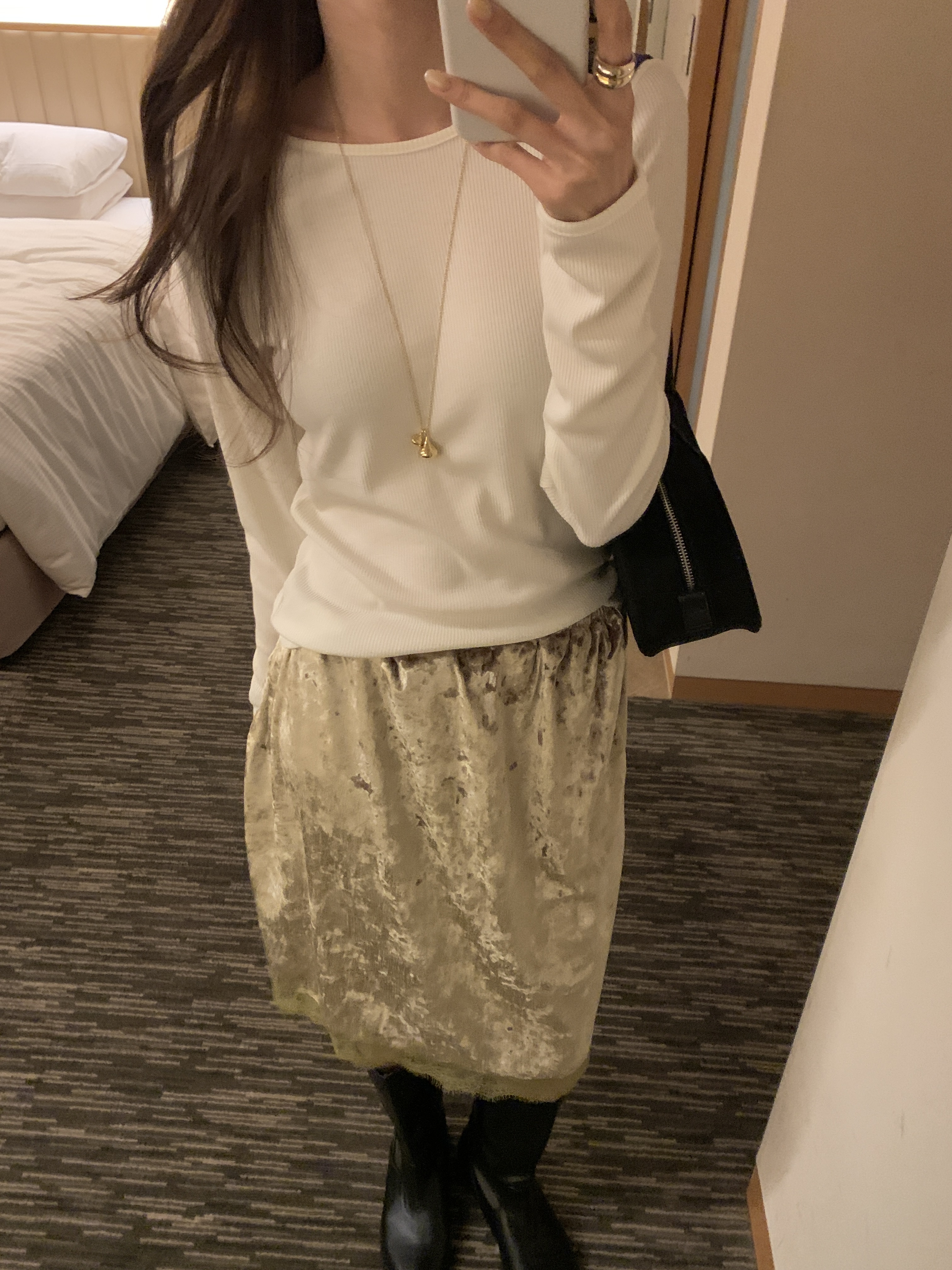 ベロアウエストゴムミディレースカラースカート | 詳細画像4