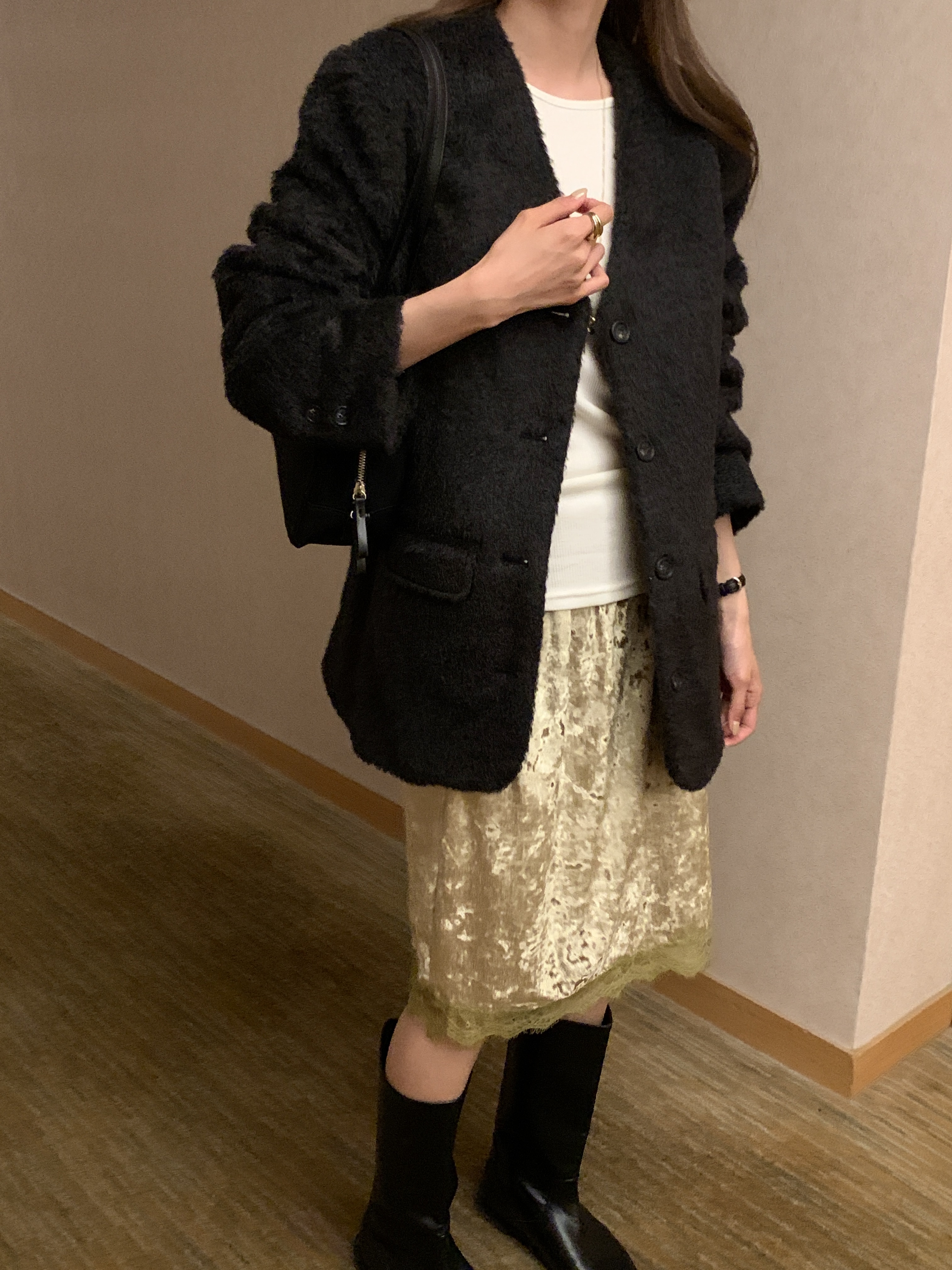 ベロアウエストゴムミディレースカラースカート | 詳細画像11