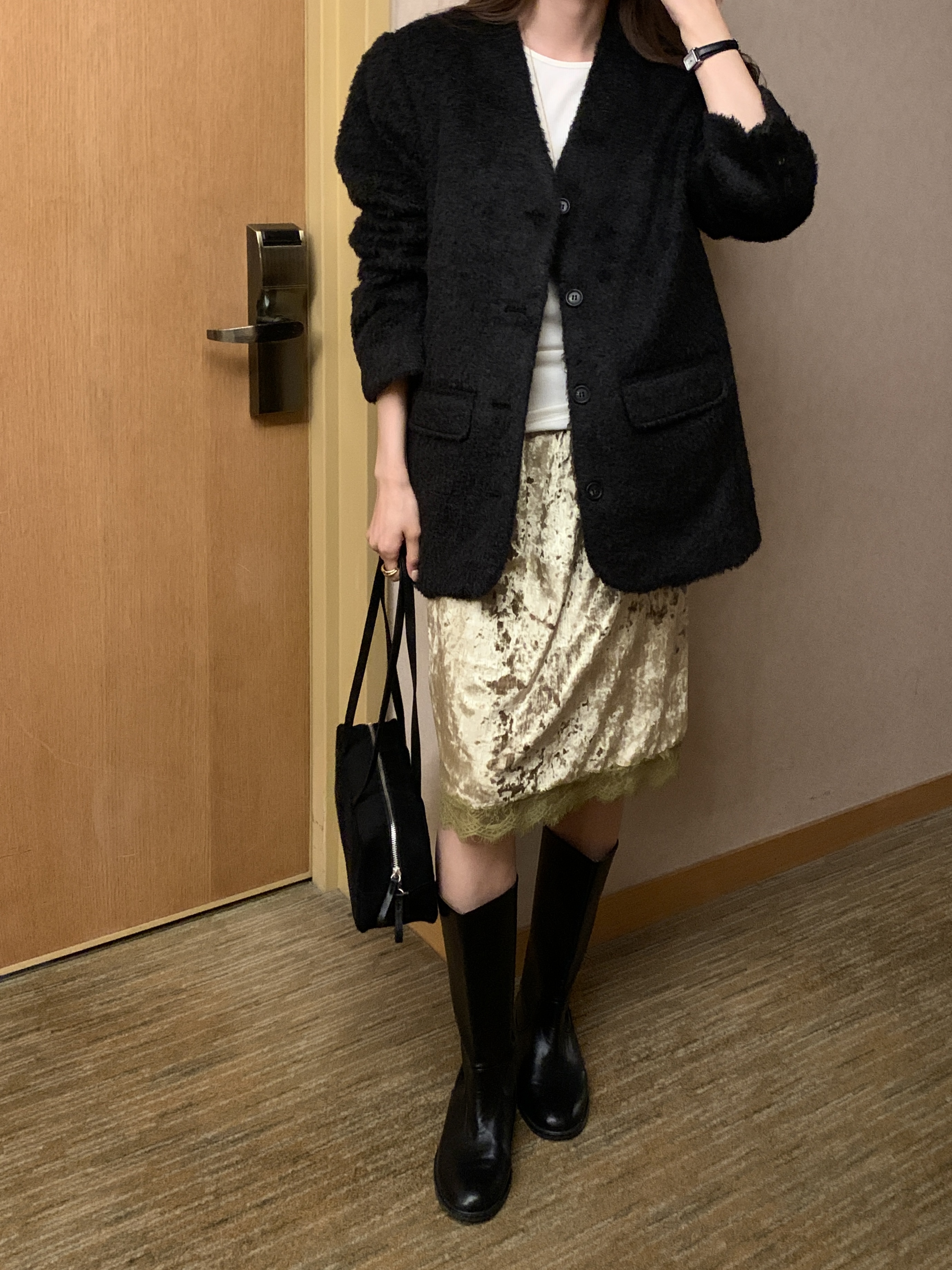 ベロアウエストゴムミディレースカラースカート | 詳細画像16