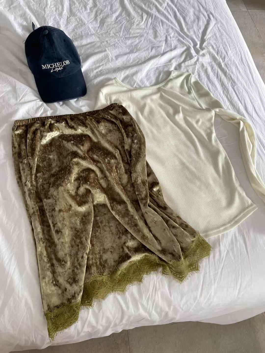 ベロアウエストゴムミディレースカラースカート | 詳細画像21