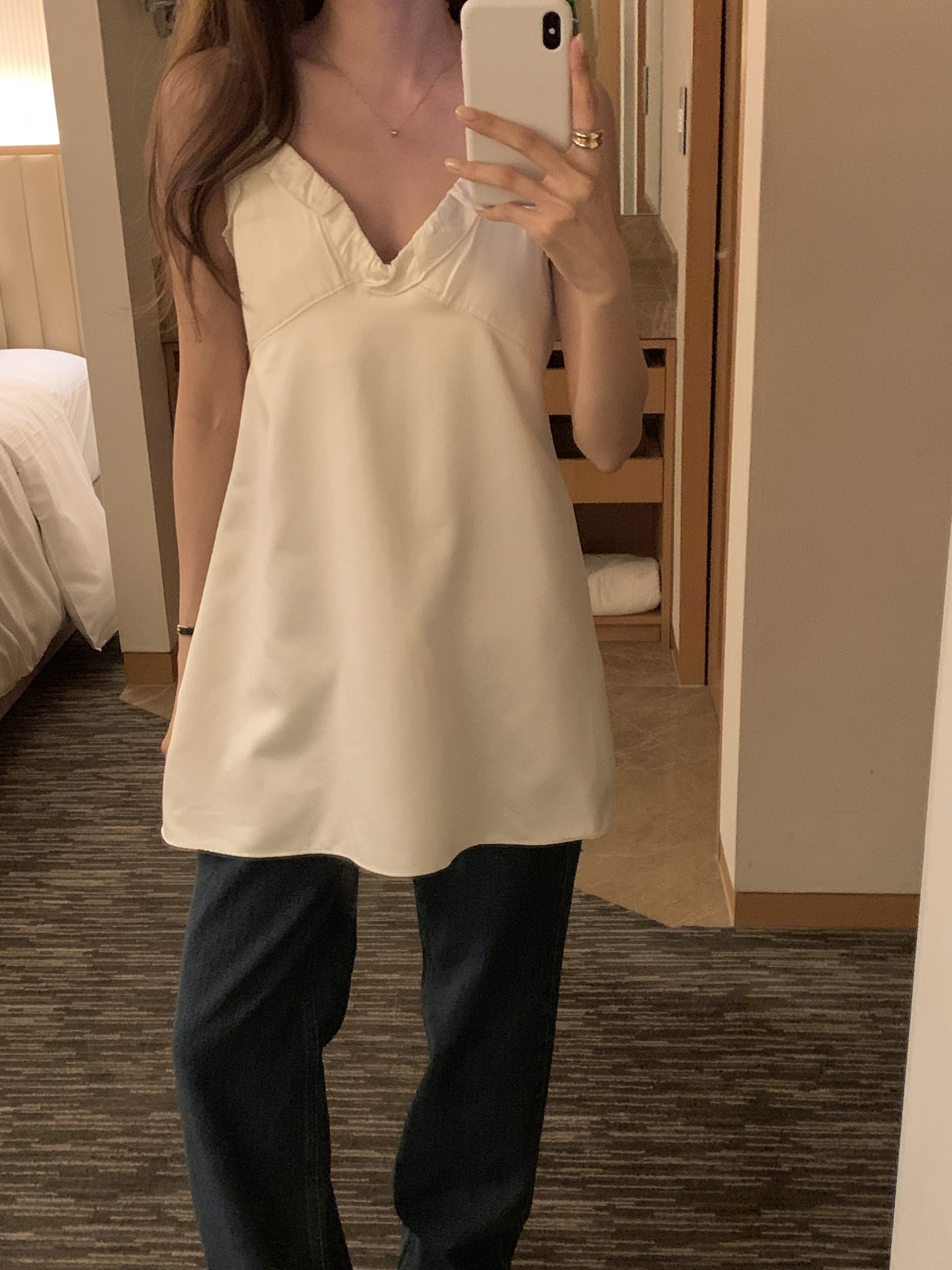 VネックフリルベーシックAラインミニキャミワンピース | 詳細画像6