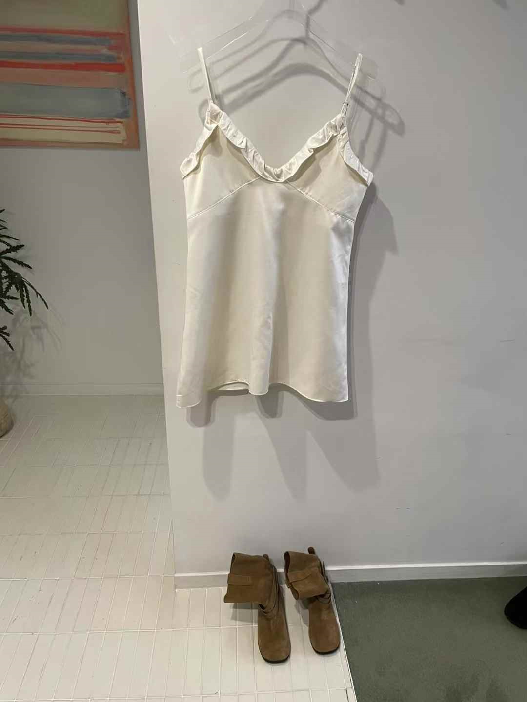 VネックフリルベーシックAラインミニキャミワンピース | 詳細画像12