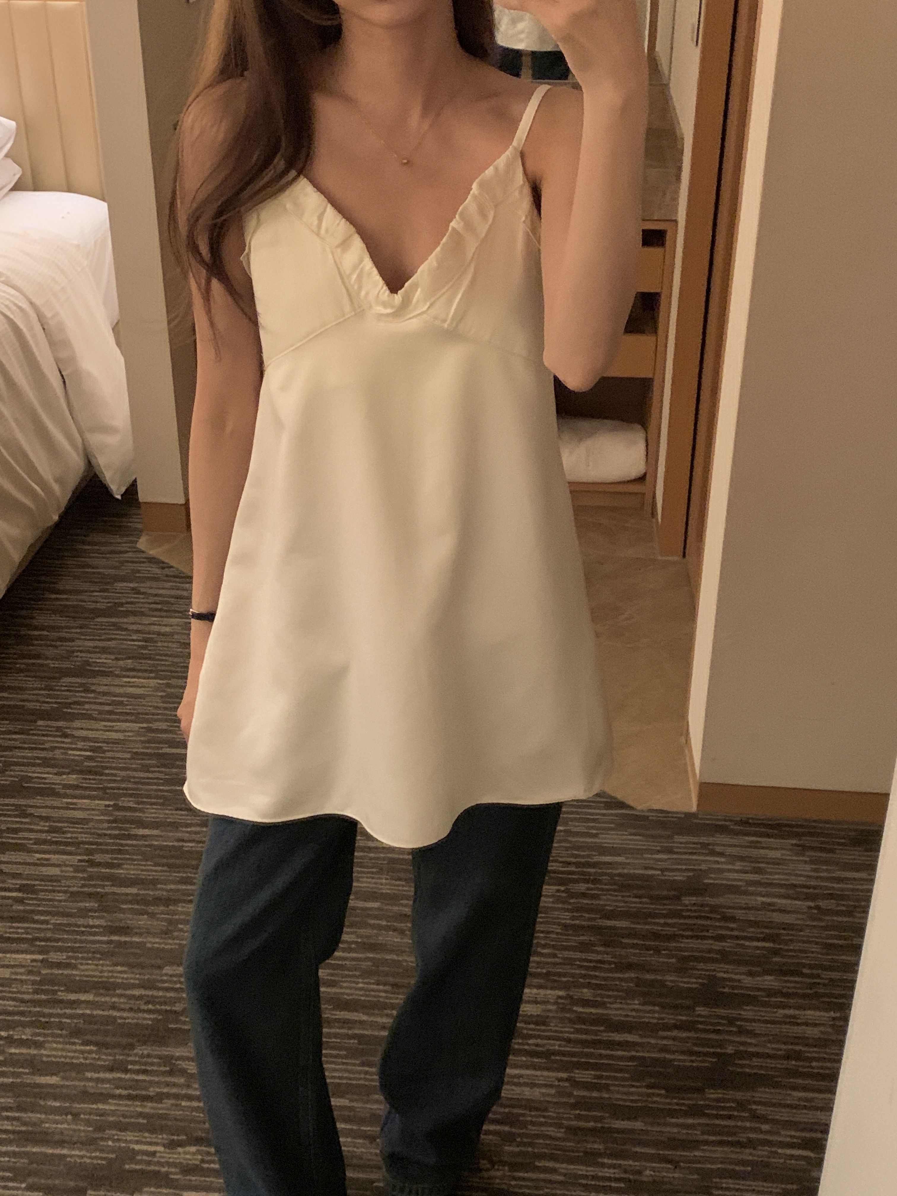 VネックフリルベーシックAラインミニキャミワンピース | 詳細画像8