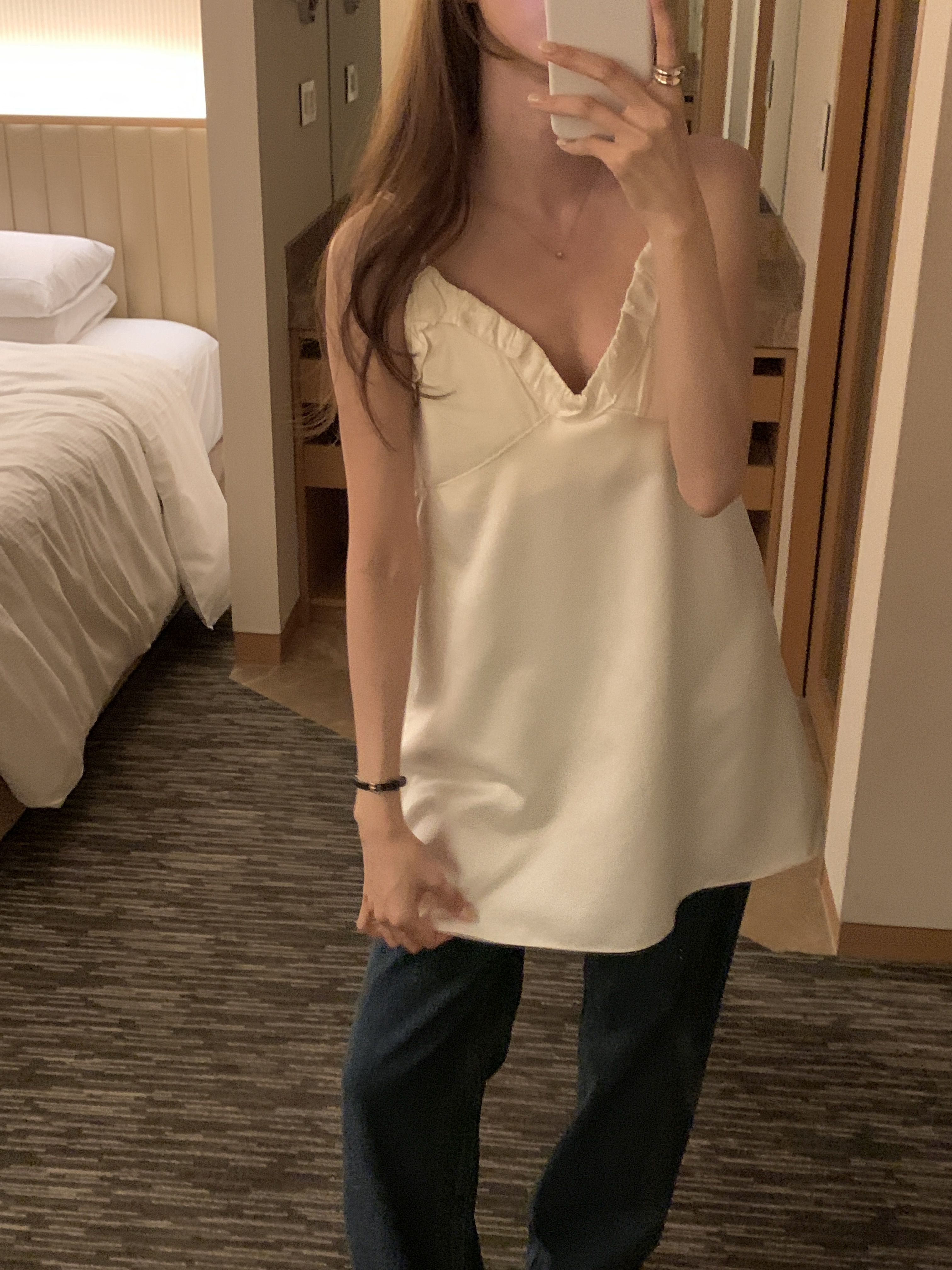 VネックフリルベーシックAラインミニキャミワンピース | 詳細画像10