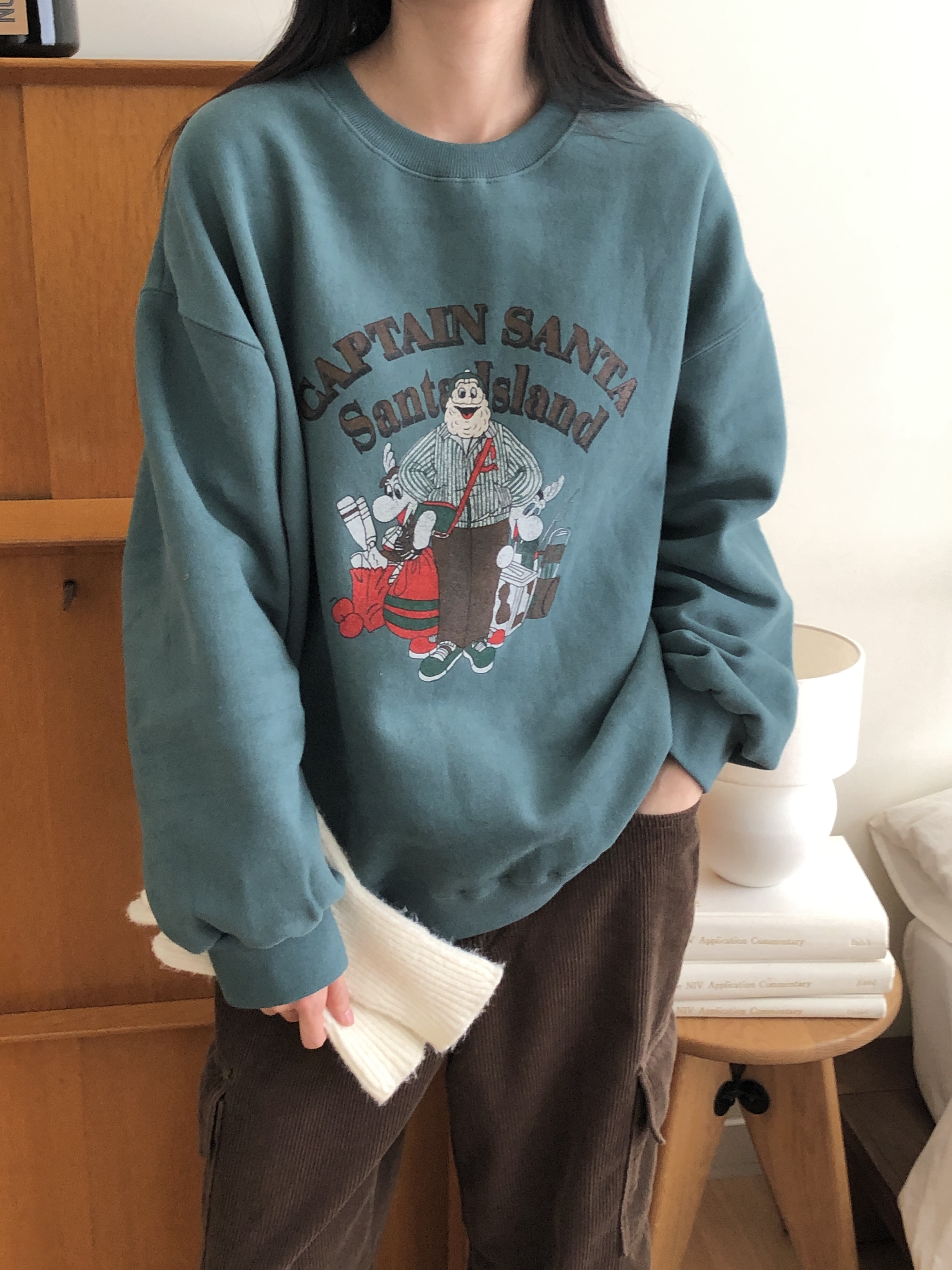 裏起毛ラウンドネックプリントカラースウェット | 詳細画像2