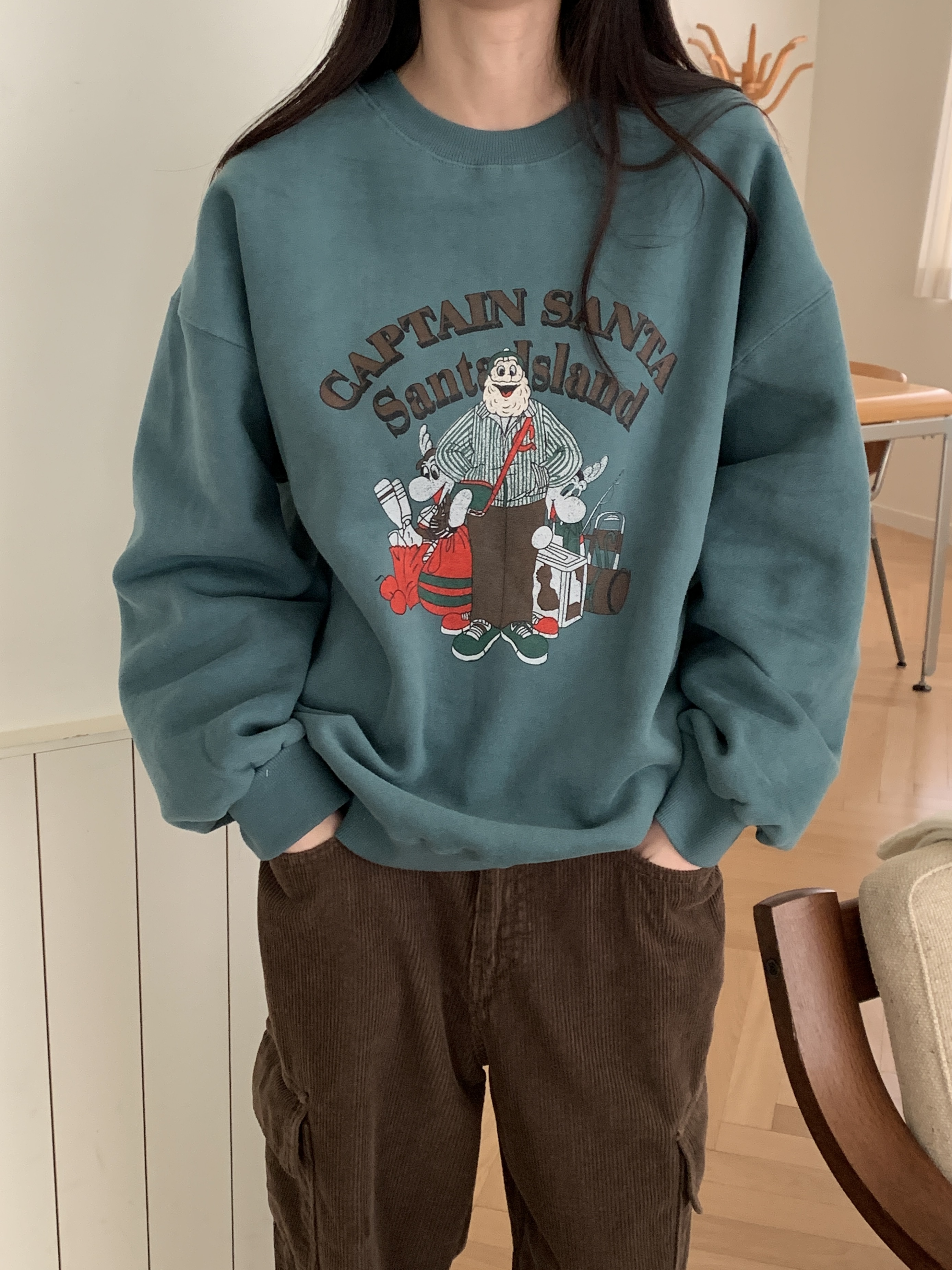 裏起毛ラウンドネックプリントカラースウェット | 詳細画像9