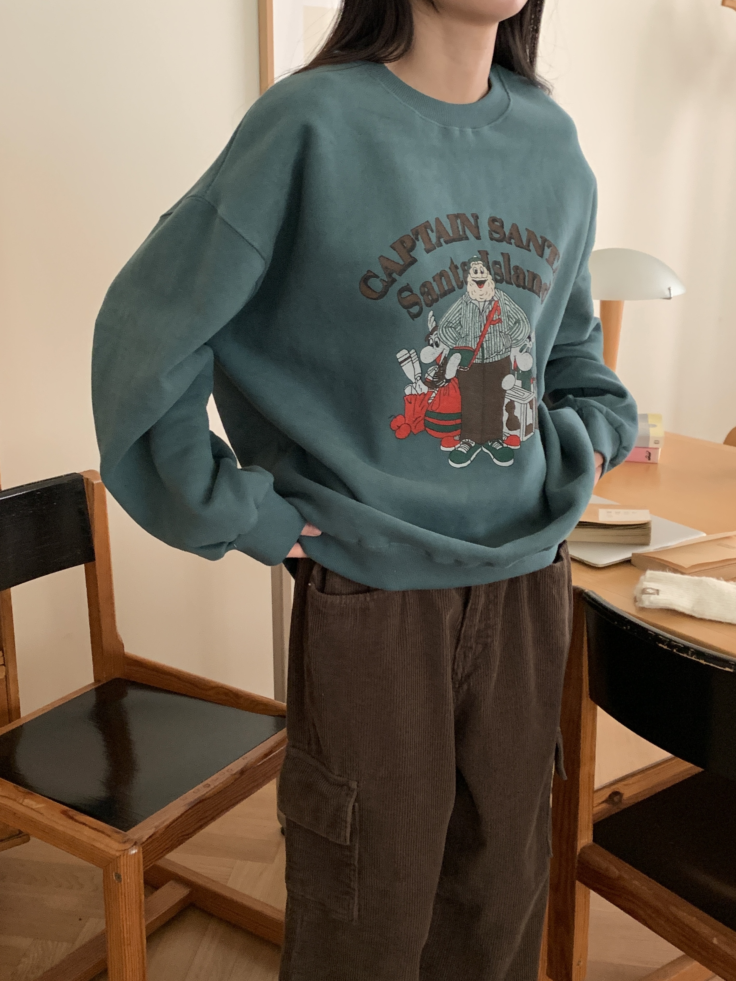 裏起毛ラウンドネックプリントカラースウェット | 詳細画像12