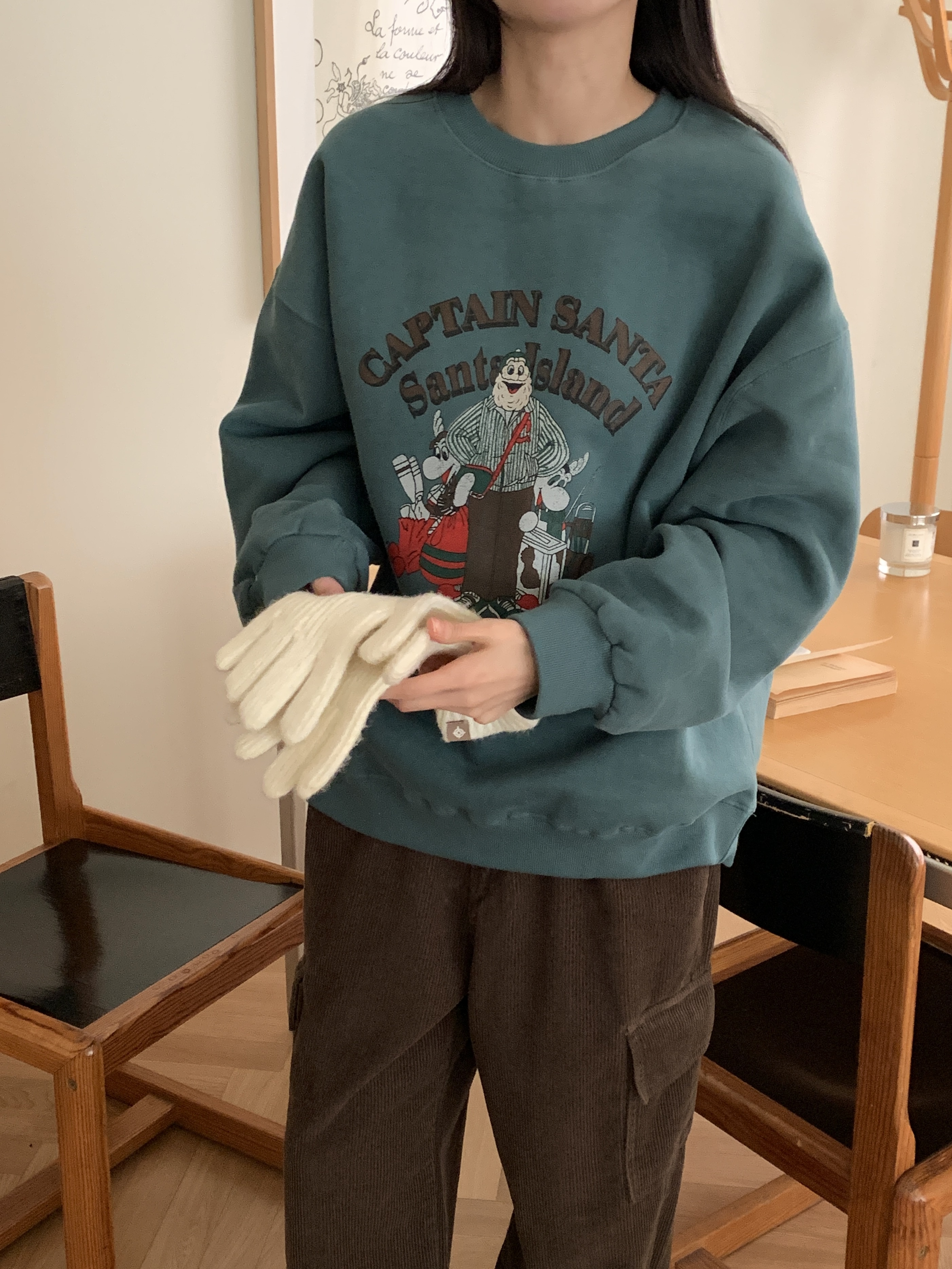 裏起毛ラウンドネックプリントカラースウェット | 詳細画像13