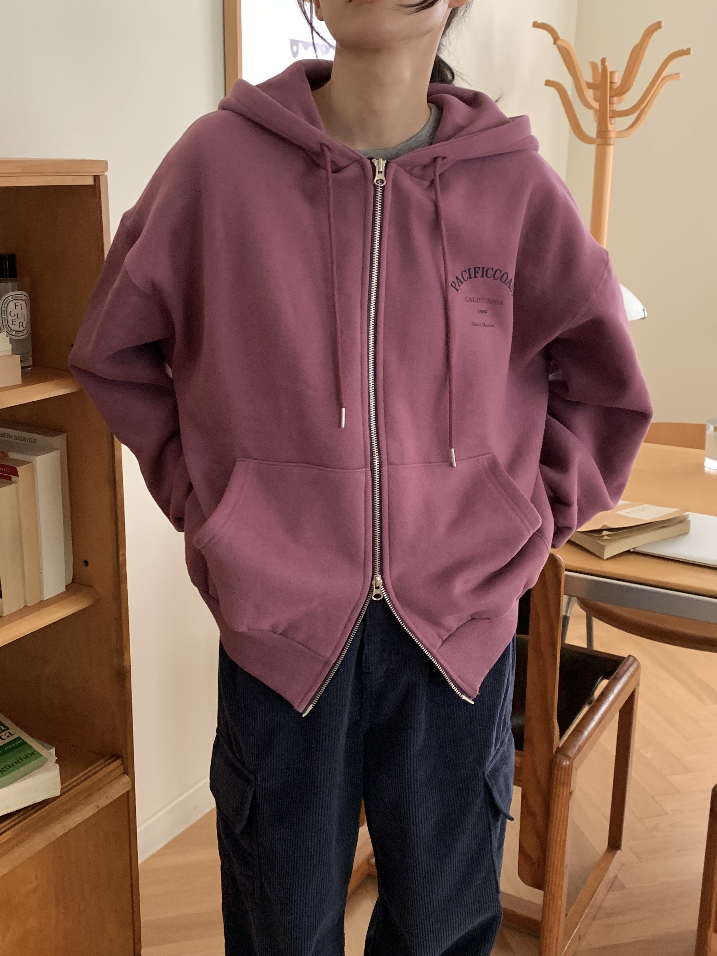 裏起毛フードポケットダブルジップオーバーサイズルーズカラージップパーカー | 詳細画像13