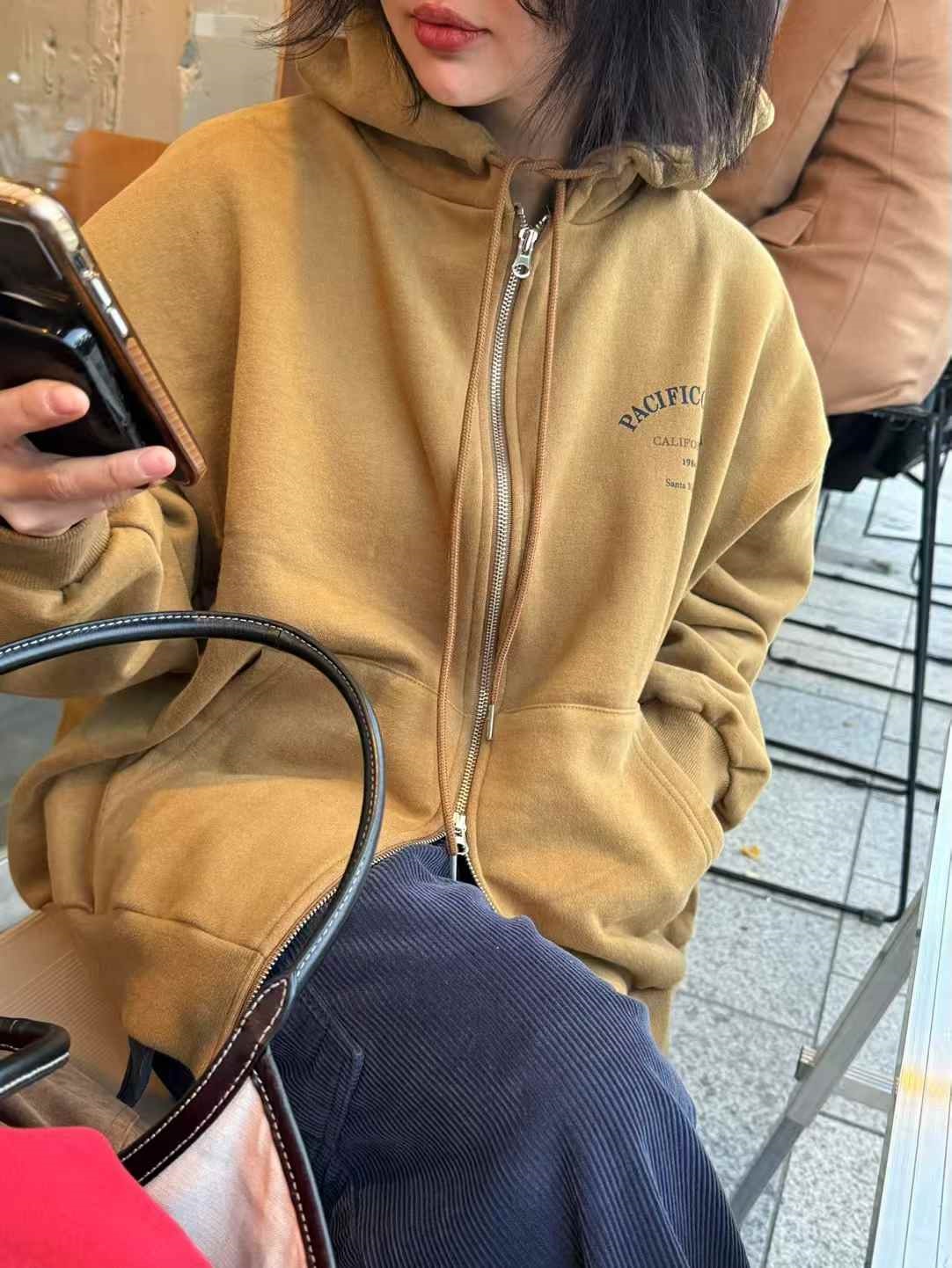 裏起毛フードポケットダブルジップオーバーサイズルーズカラージップパーカー | 詳細画像17