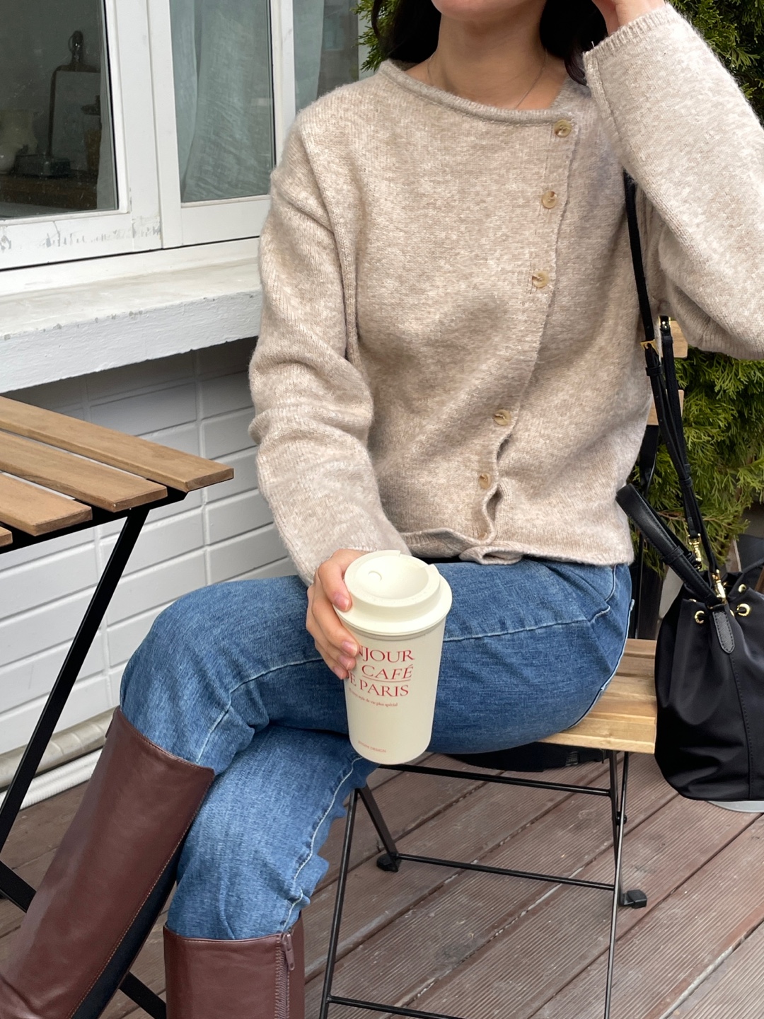 ボタンアンバランスネックカラーカーディガン | 詳細画像6