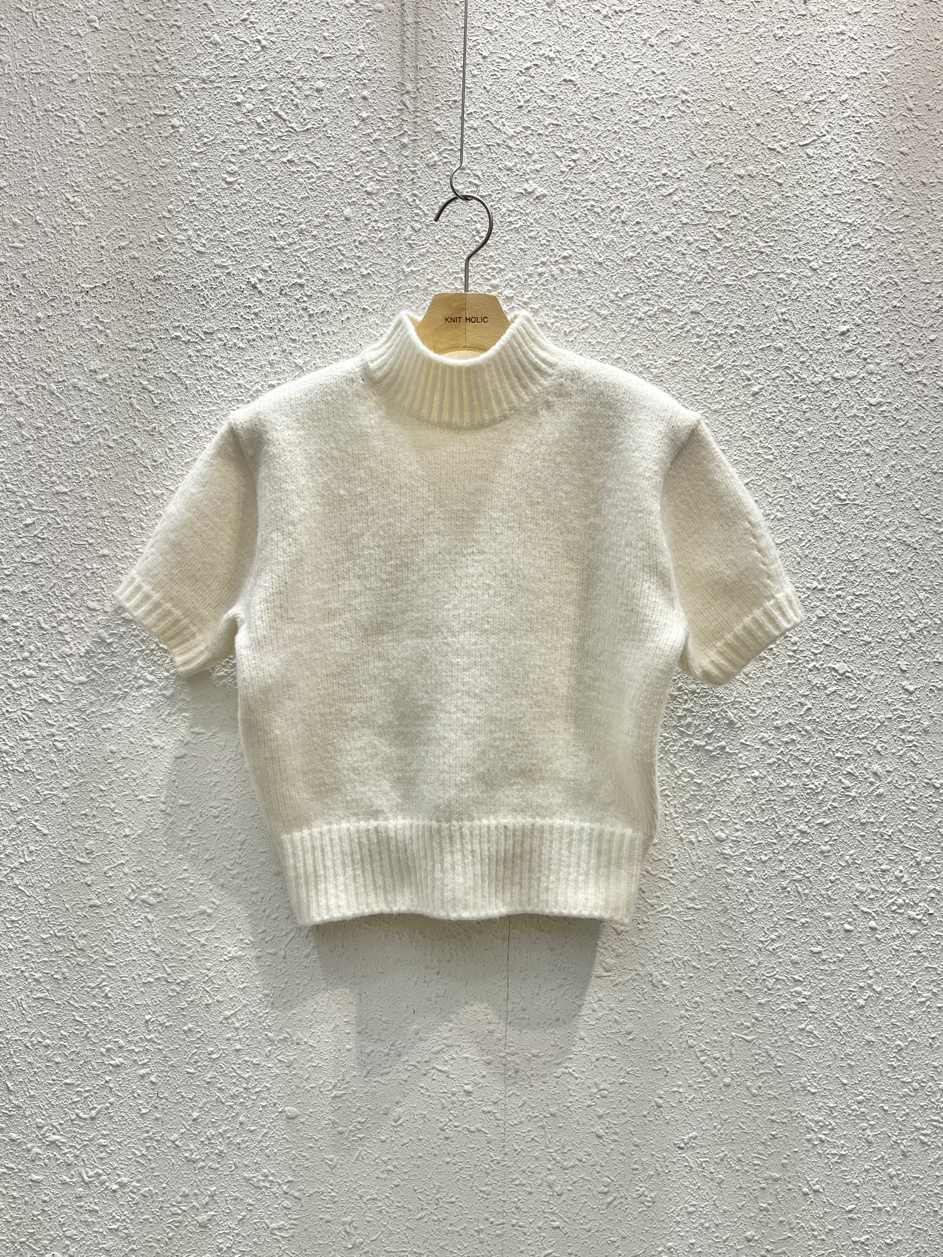 ハイネック半袖セミクロップド無地カラーニット | 詳細画像18