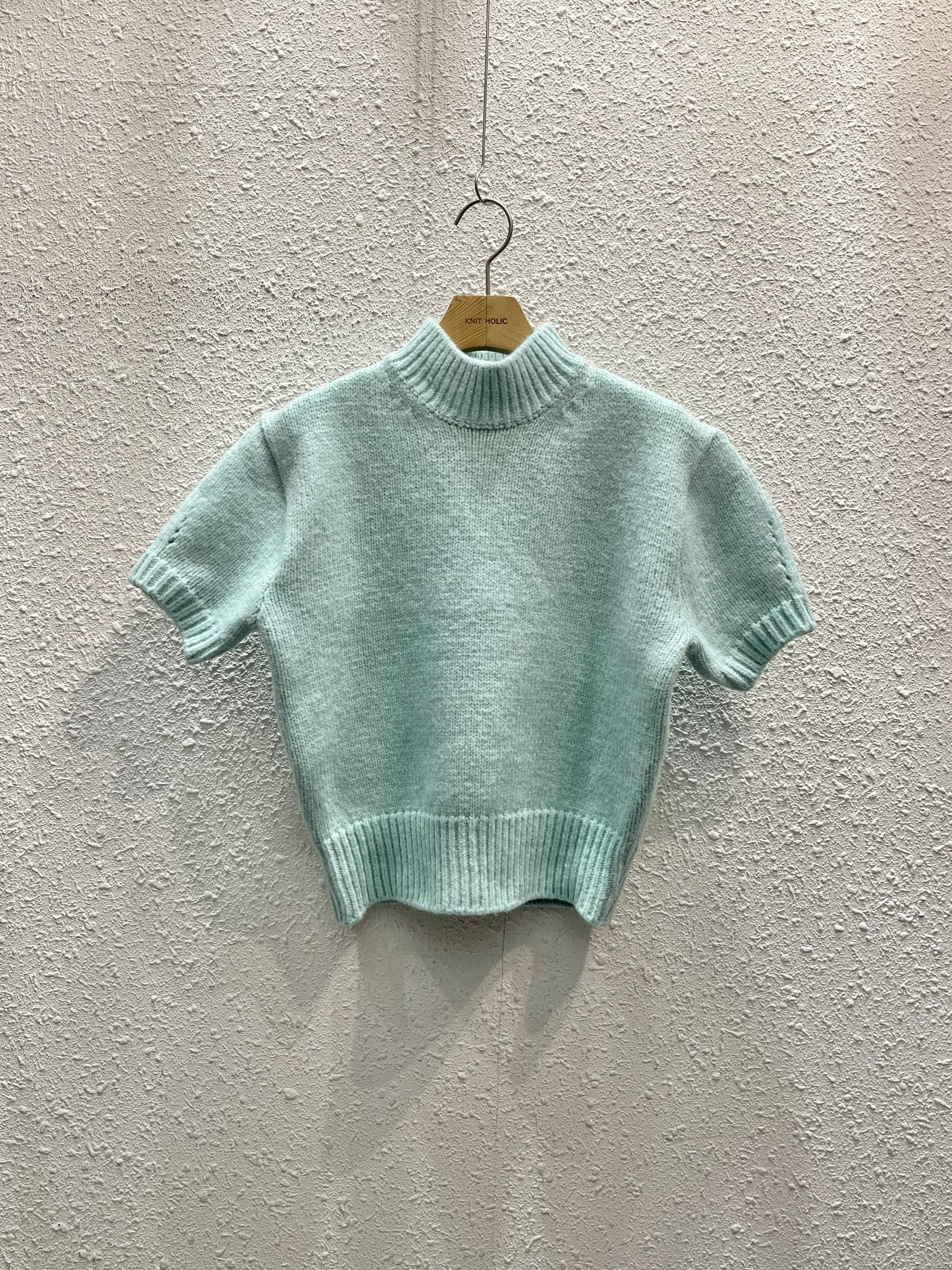 ハイネック半袖セミクロップド無地カラーニット | 詳細画像17