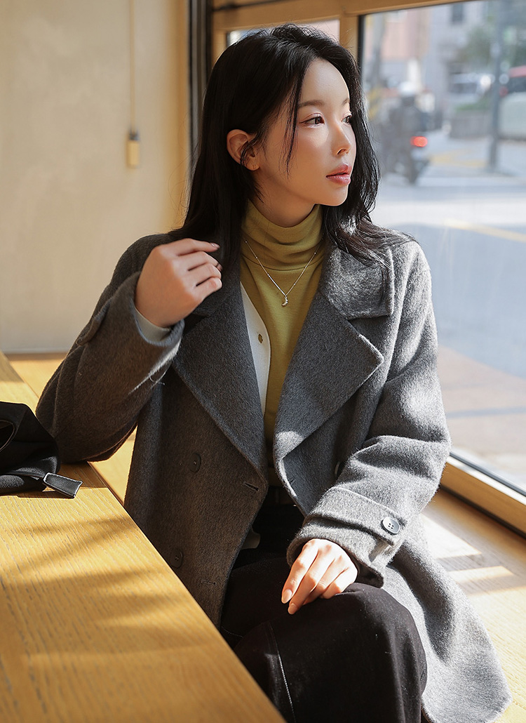 トルネードマート　ハーフコート ウール混カラーアジャストダブルボタンハーフコート | レディース