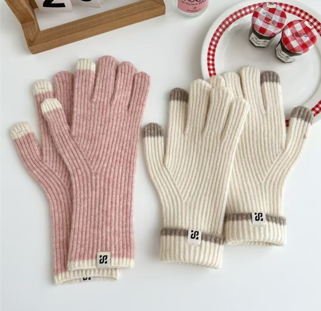 リブウール混フィンガーホール配色手袋 | 詳細画像3