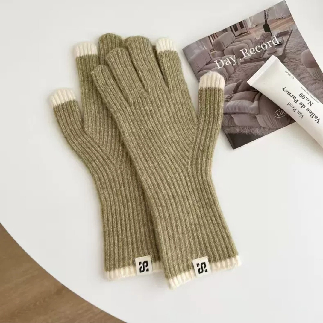 リブウール混フィンガーホール配色手袋 | 詳細画像5