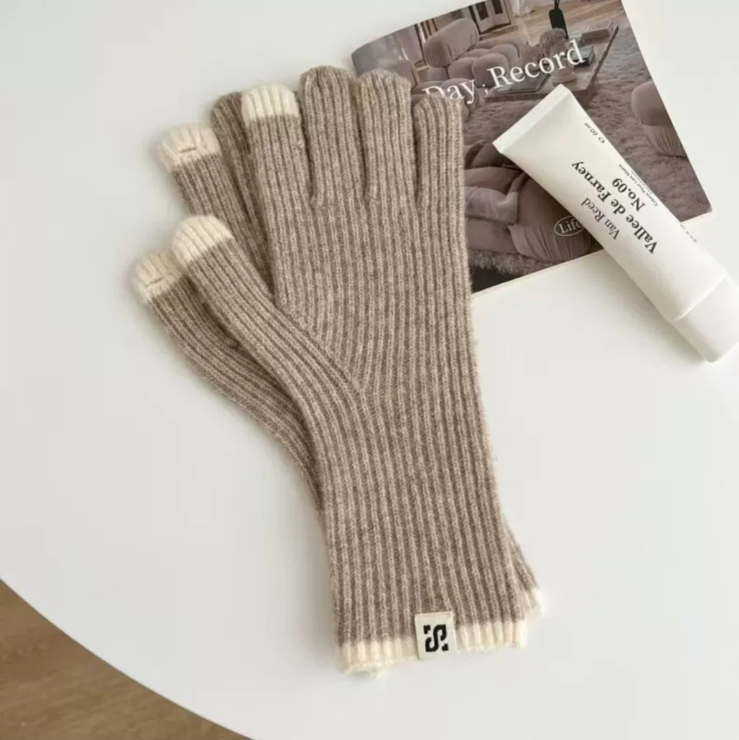 リブウール混フィンガーホール配色手袋 | 詳細画像6