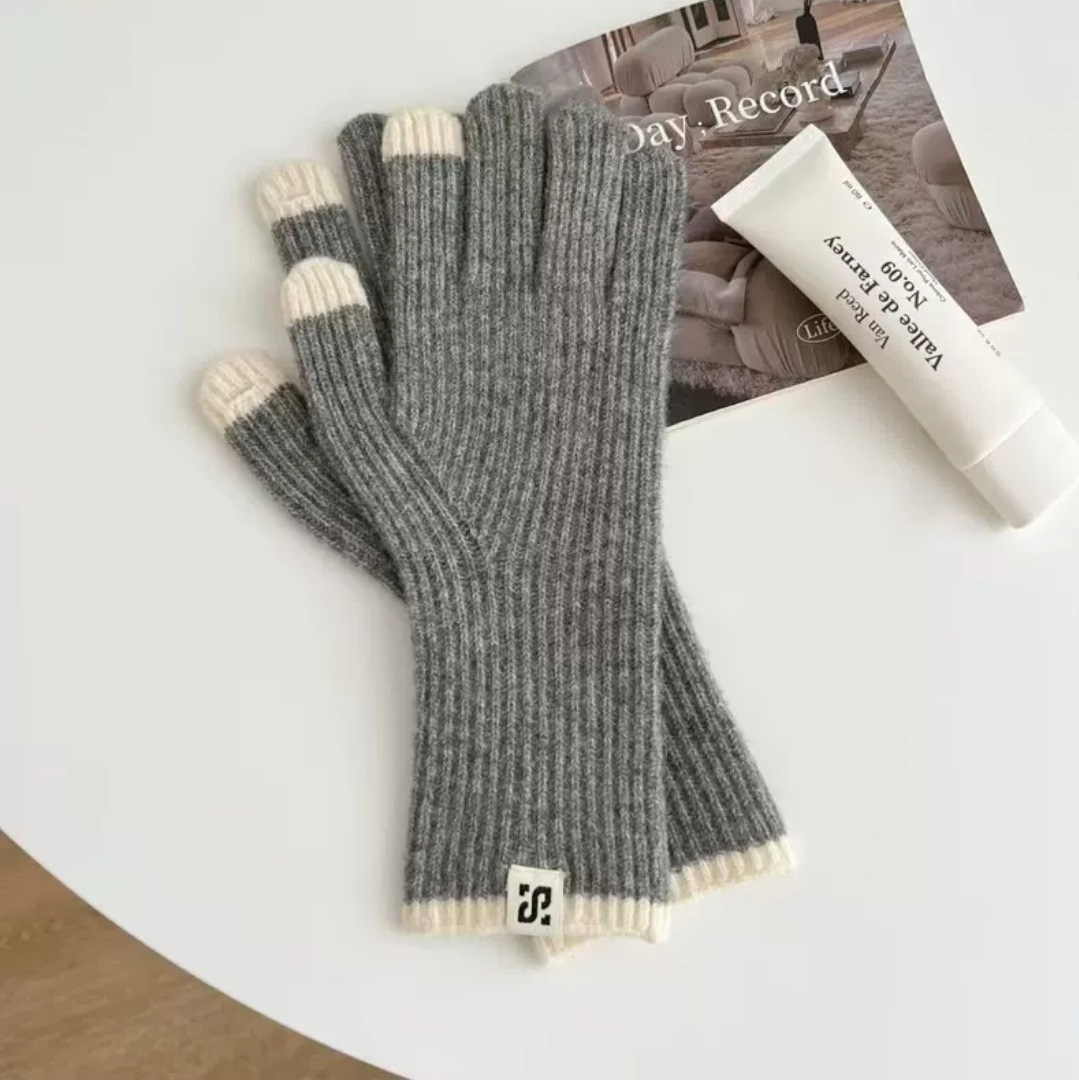 リブウール混フィンガーホール配色手袋 | 詳細画像7