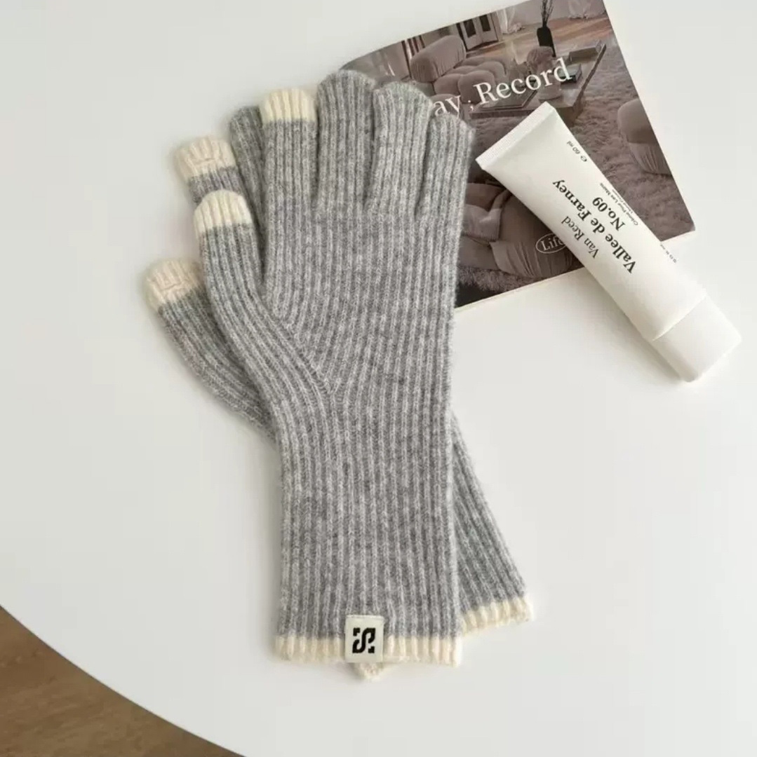 リブウール混フィンガーホール配色手袋 | 詳細画像8