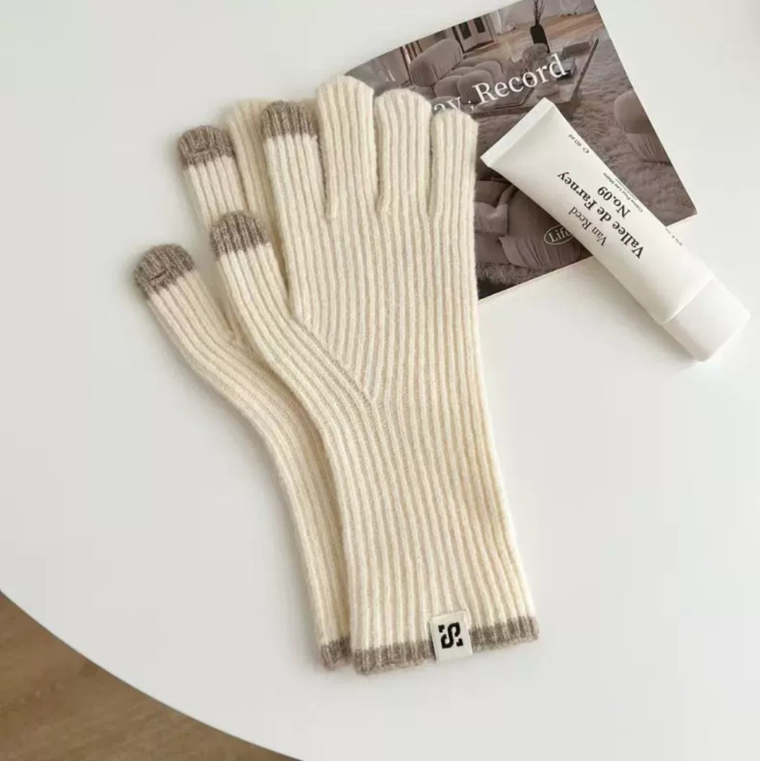 リブウール混フィンガーホール配色手袋 | 詳細画像9