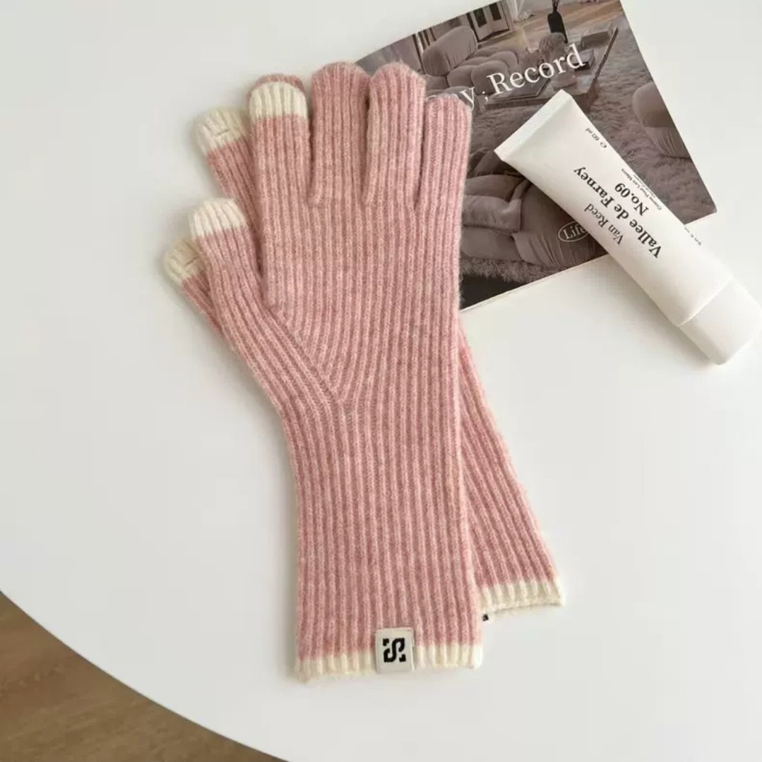 リブウール混フィンガーホール配色手袋 | 詳細画像10