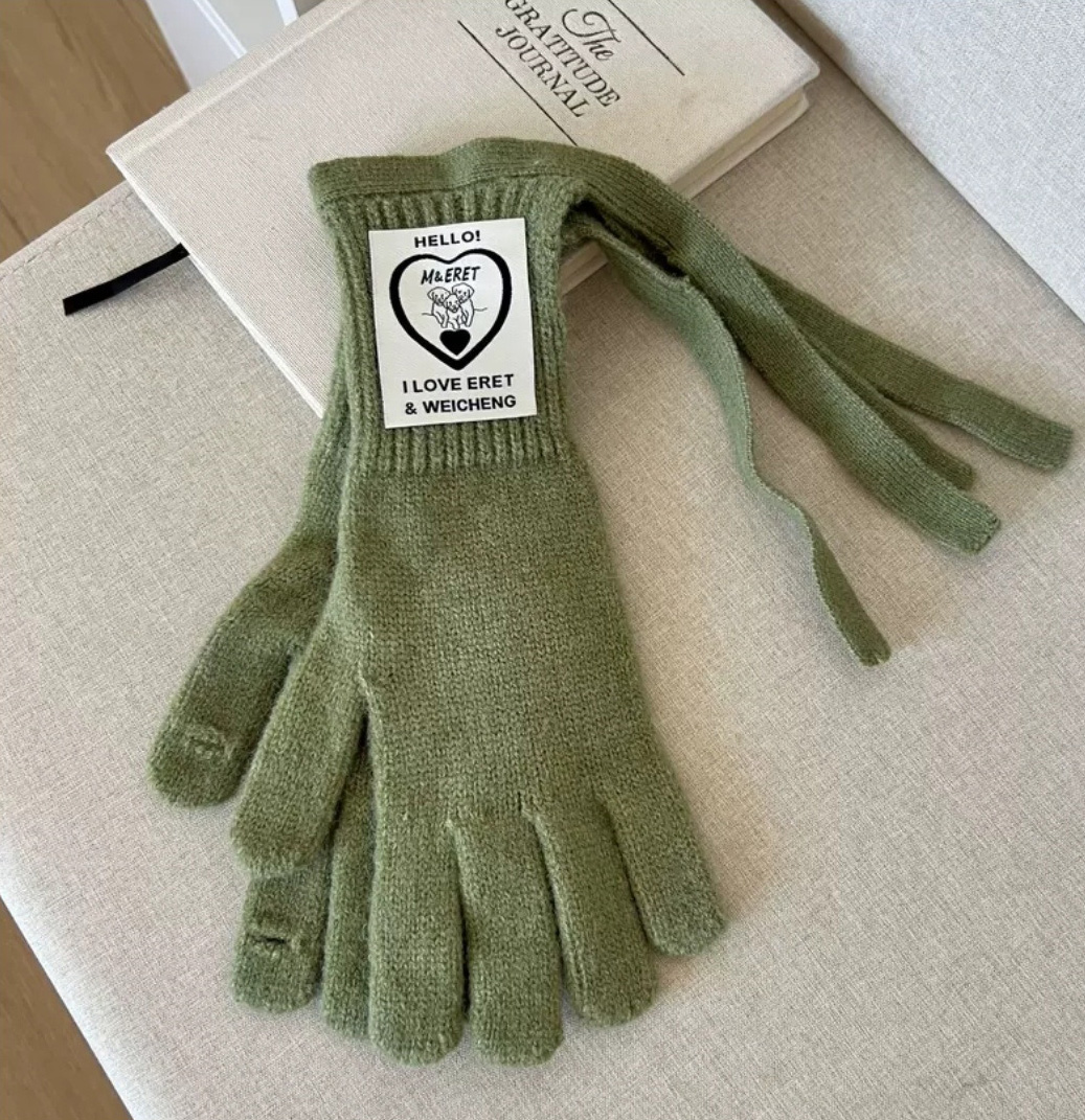 ウール混リボンパッチフィンガーホール手袋 | 詳細画像3