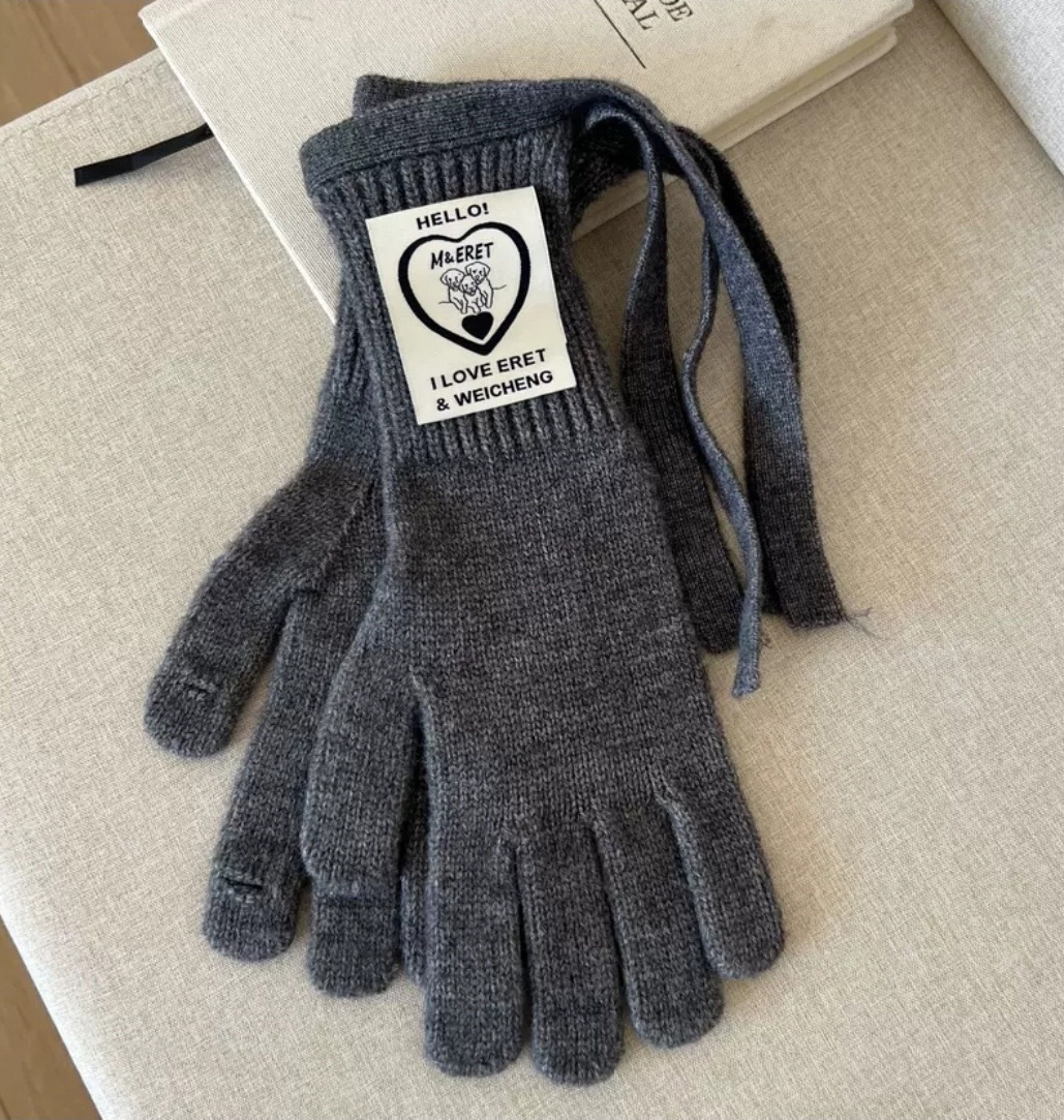 ウール混リボンパッチフィンガーホール手袋 | 詳細画像4