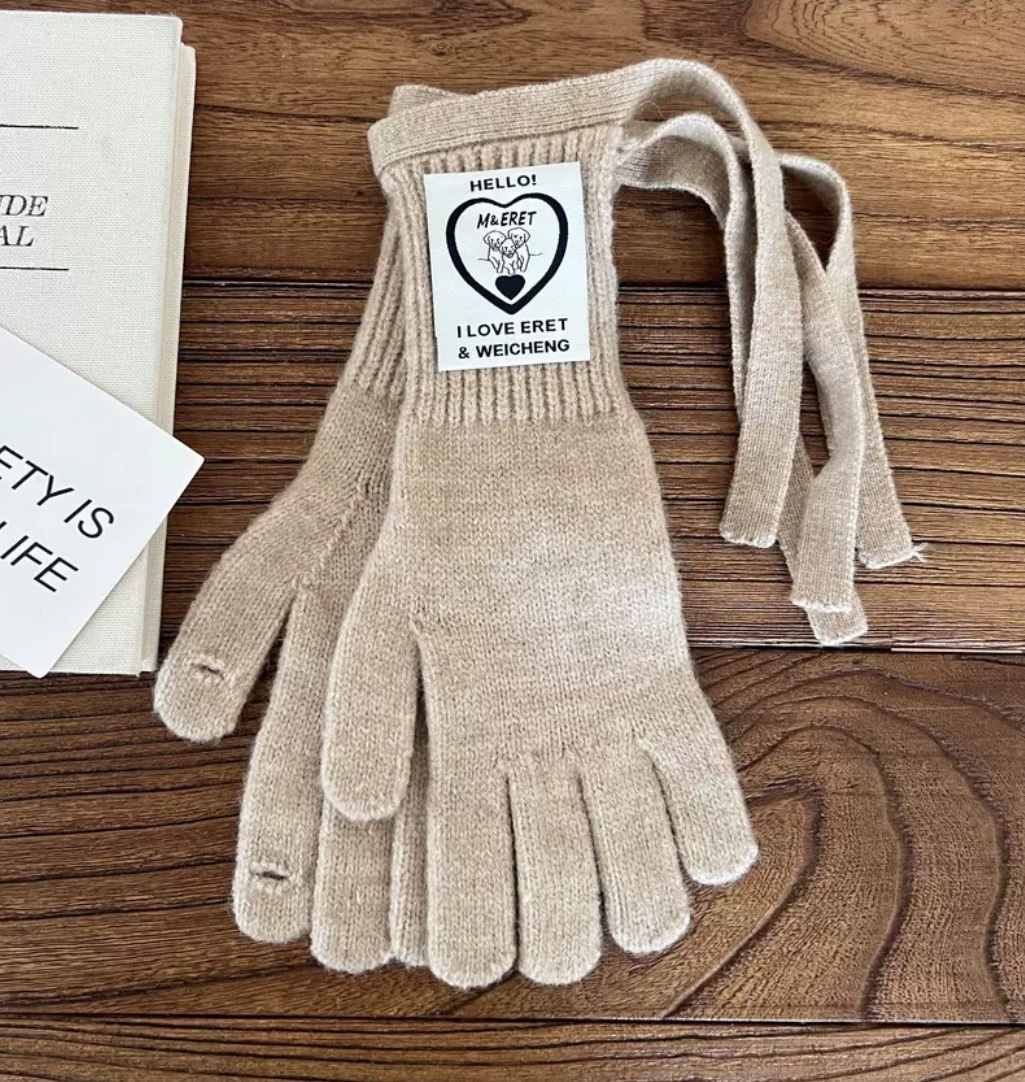 ウール混リボンパッチフィンガーホール手袋 | 詳細画像5