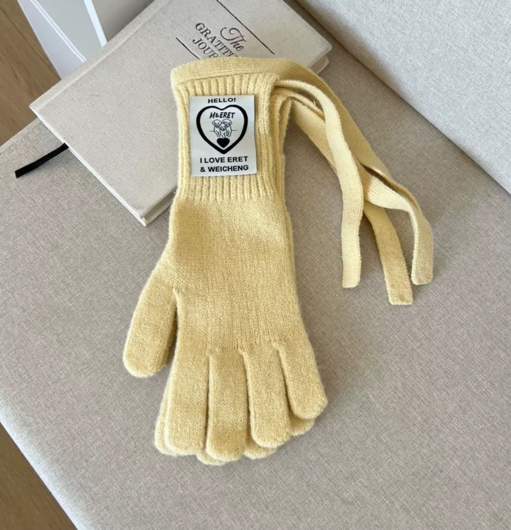 ウール混リボンパッチフィンガーホール手袋 | 詳細画像6