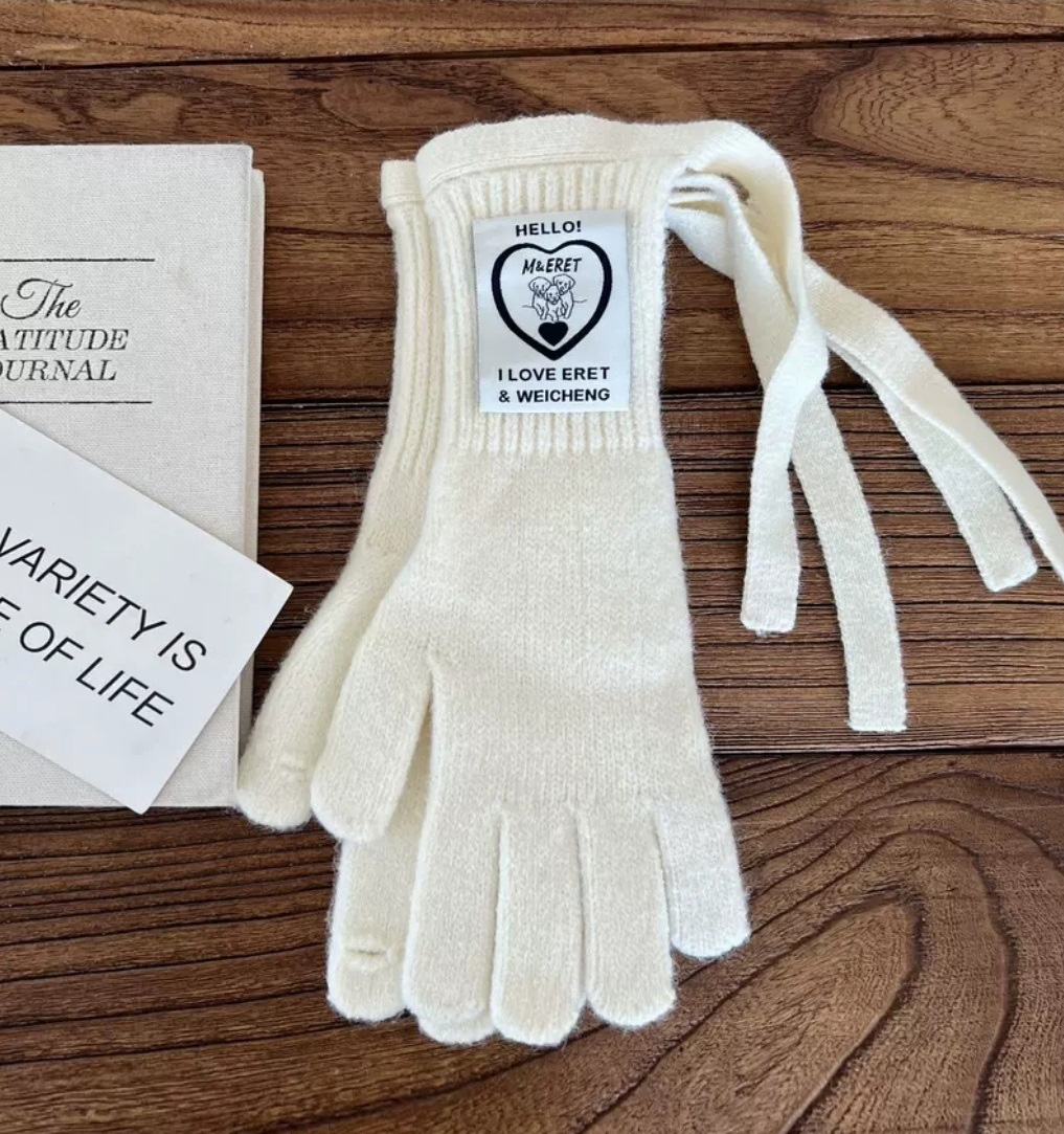 ウール混リボンパッチフィンガーホール手袋 | 詳細画像7