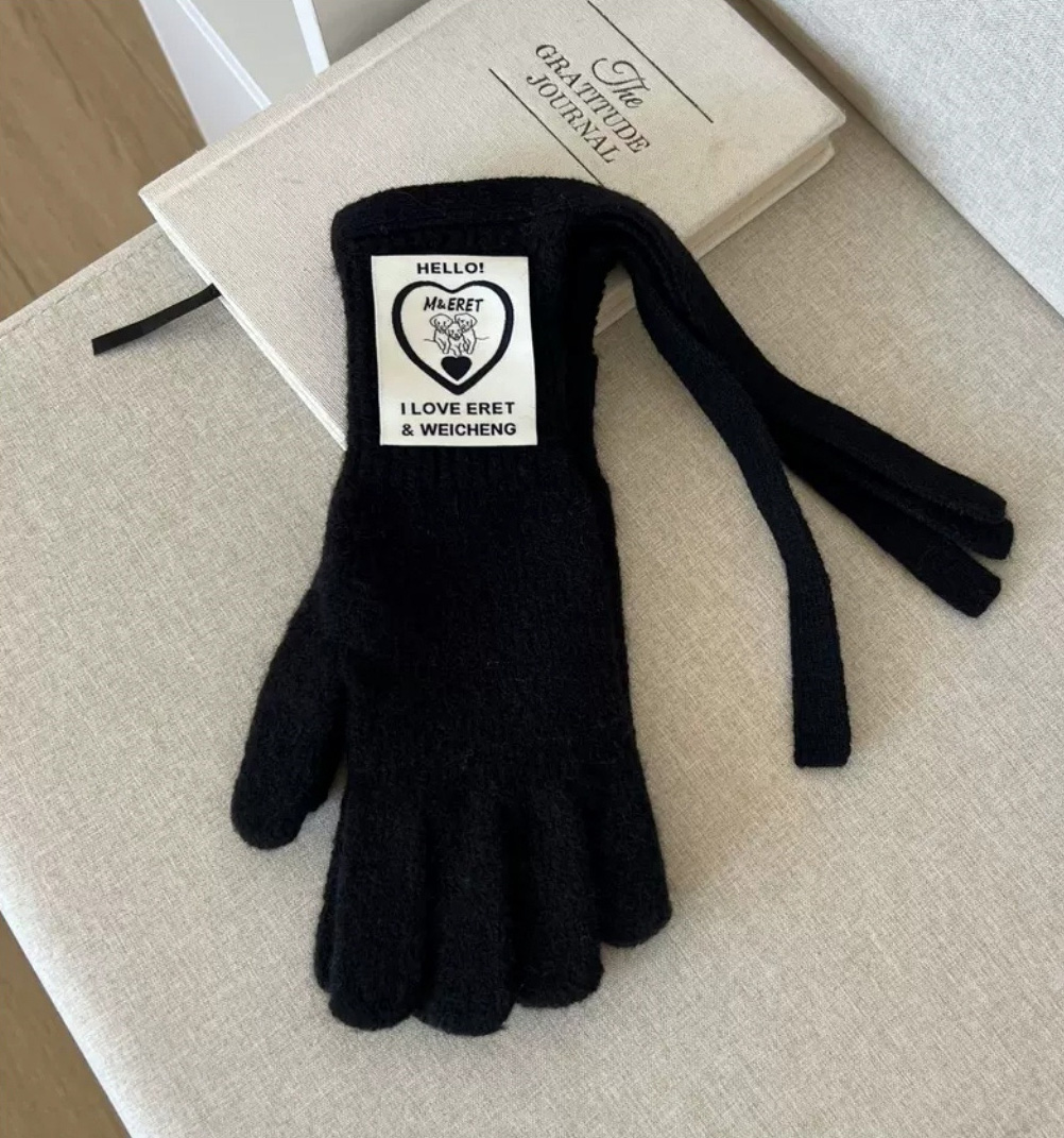 ウール混リボンパッチフィンガーホール手袋 | 詳細画像8