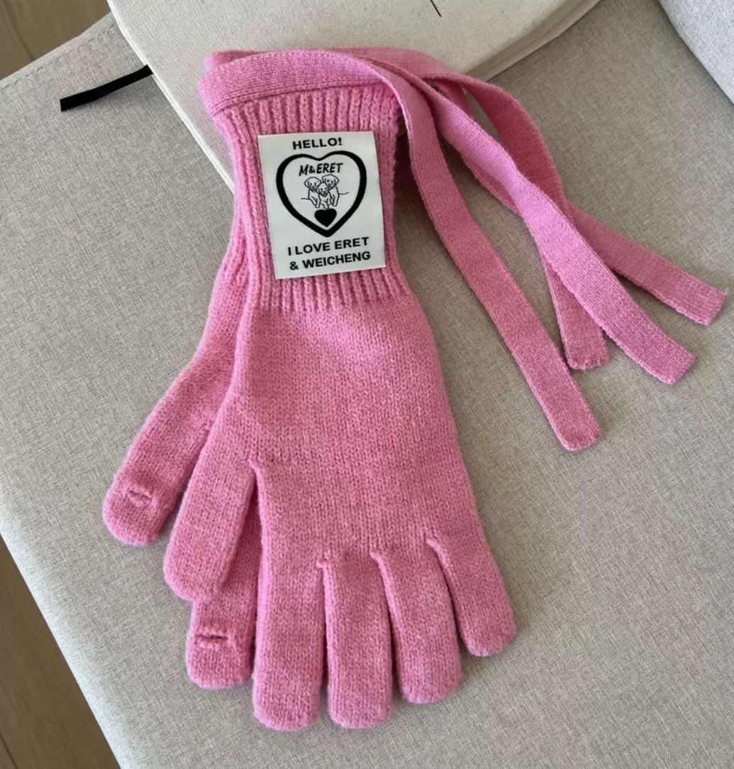 ウール混リボンパッチフィンガーホール手袋 | 詳細画像9