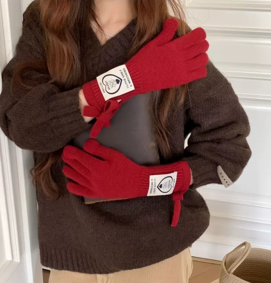 ウール混リボンパッチフィンガーホール手袋 | 詳細画像10