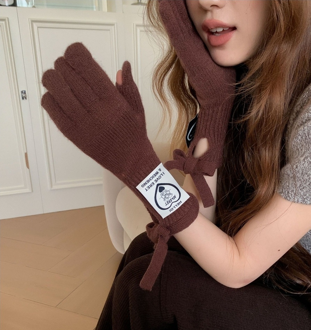 ウール混リボンパッチフィンガーホール手袋 | 詳細画像11