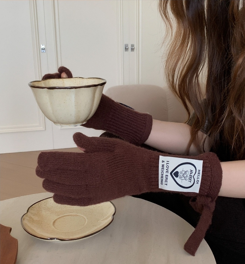 ウール混リボンパッチフィンガーホール手袋 | 詳細画像13