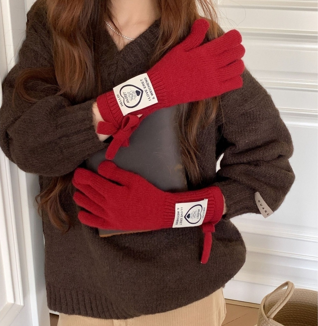 ウール混リボンパッチフィンガーホール手袋 | 詳細画像17