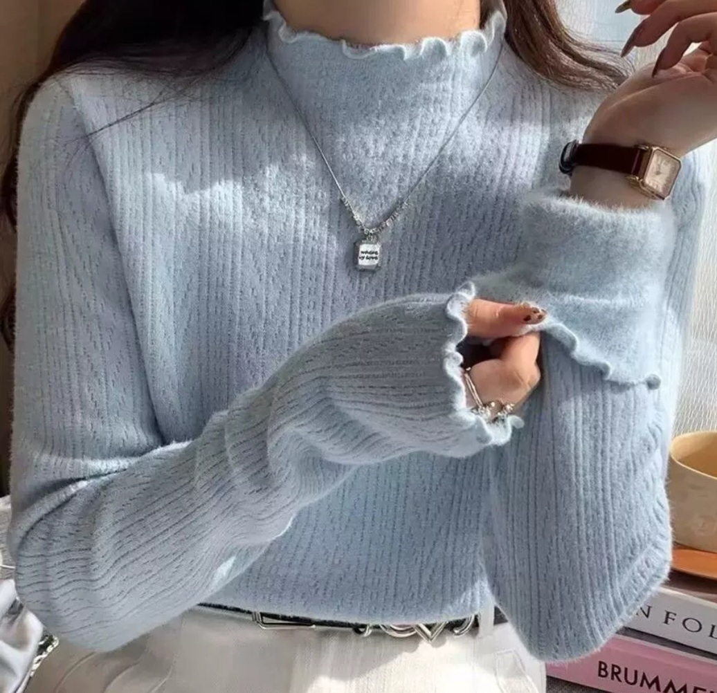 裏起毛ハーフネックメロウケーブルニット | 詳細画像5