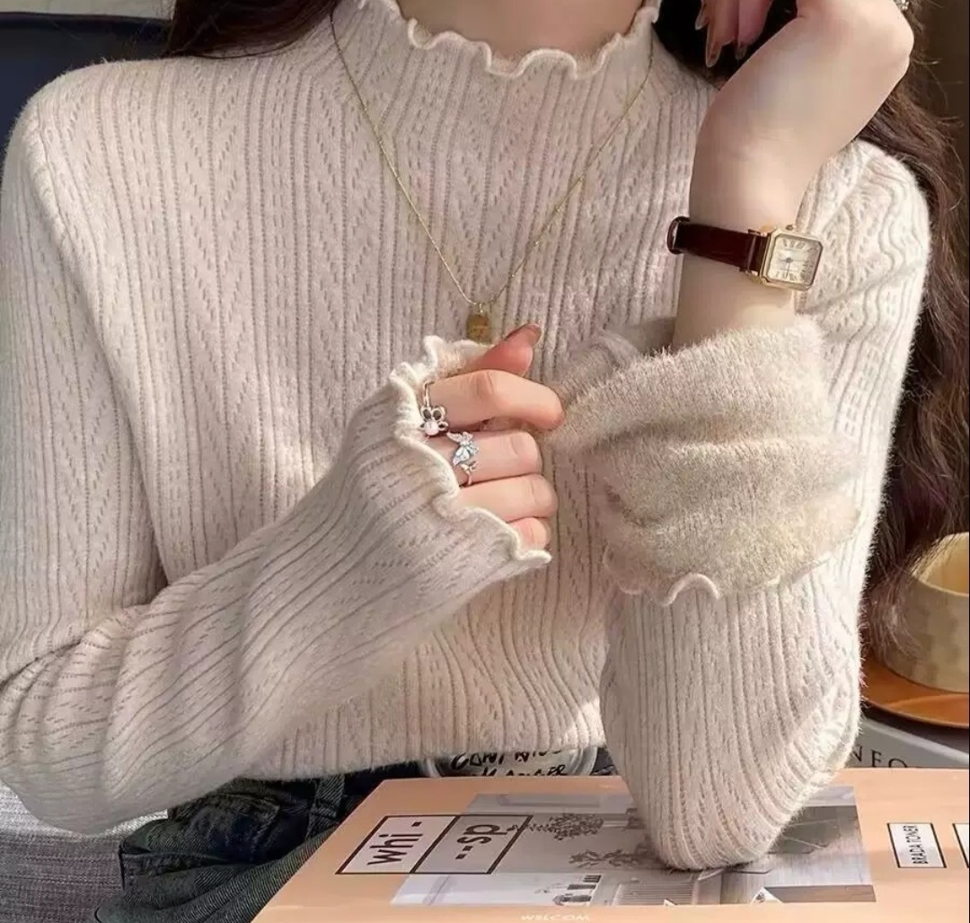 裏起毛ハーフネックメロウケーブルニット | 詳細画像6