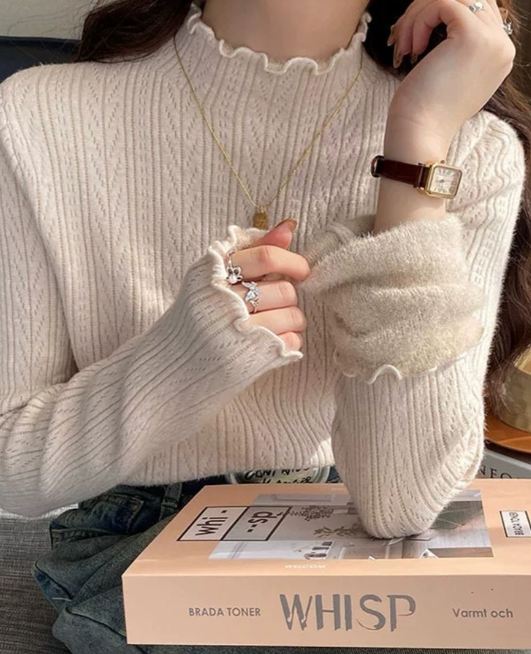 裏起毛ハーフネックメロウケーブルニット | 詳細画像10