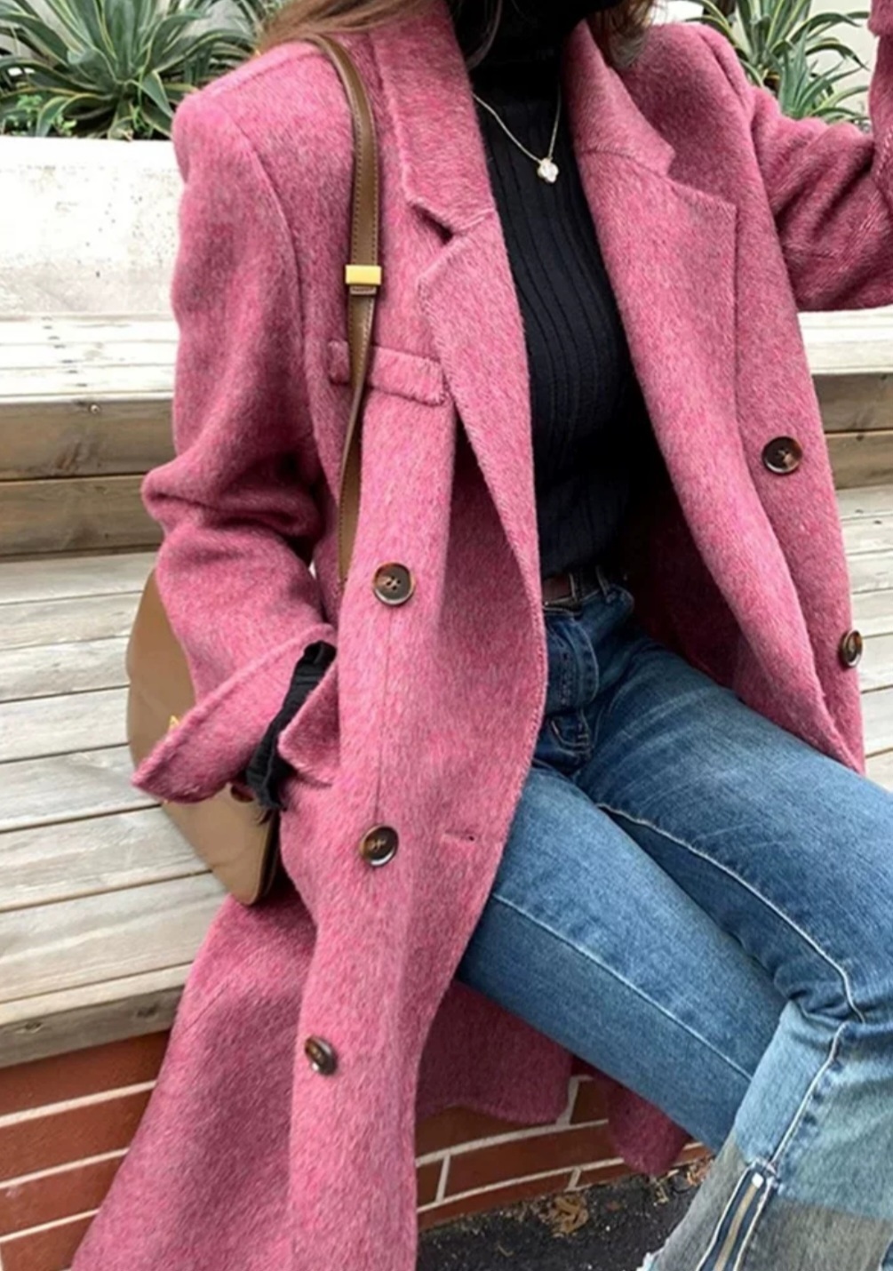 ウール混ボタンテーラードカラーロングコート | 詳細画像2