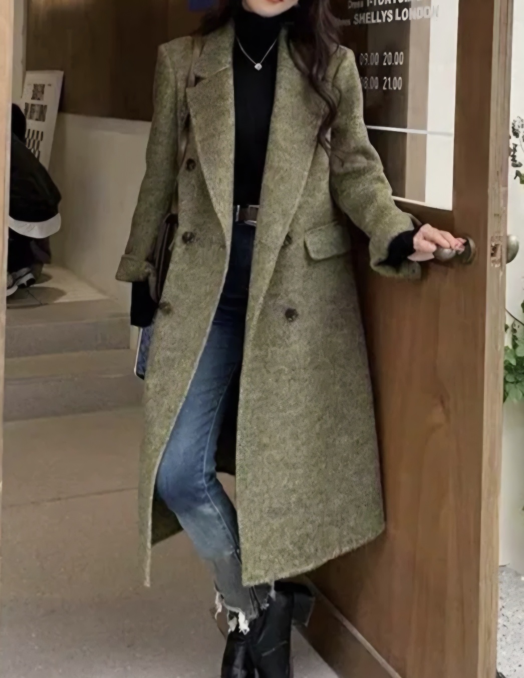 ウール混ボタンテーラードカラーロングコート | 詳細画像3