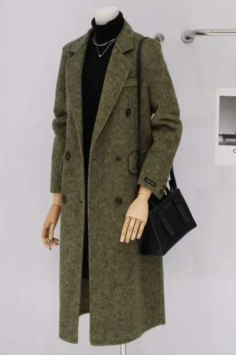 ウール混ボタンテーラードカラーロングコート | 詳細画像4