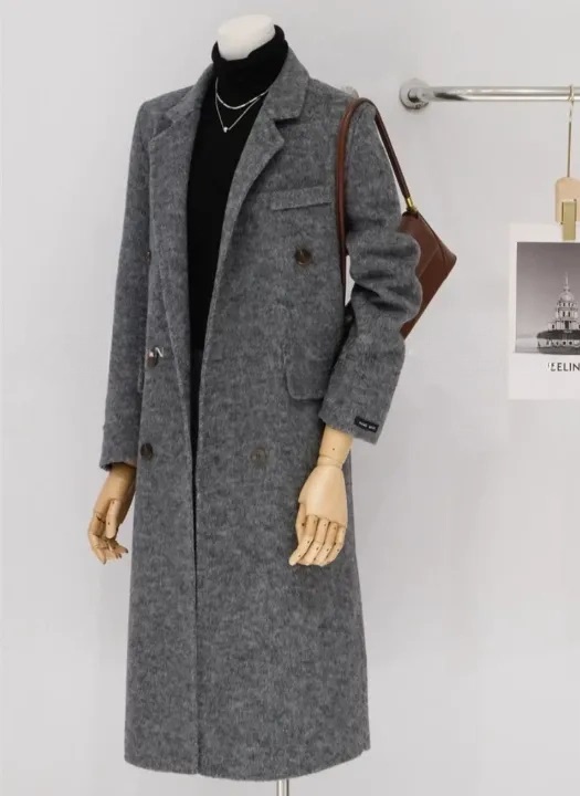 ウール混ボタンテーラードカラーロングコート | 詳細画像5