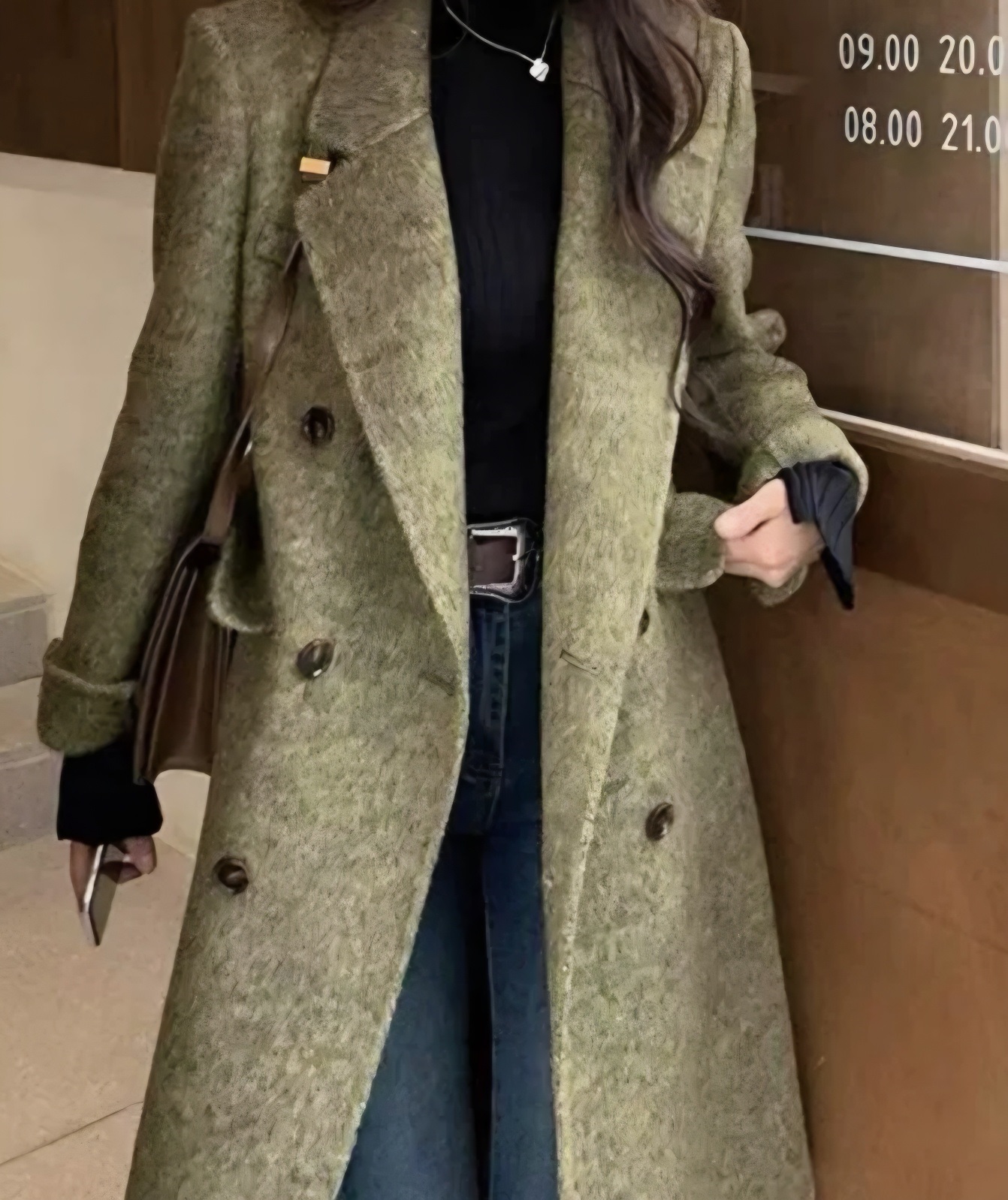 ウール混ボタンテーラードカラーロングコート | 詳細画像6